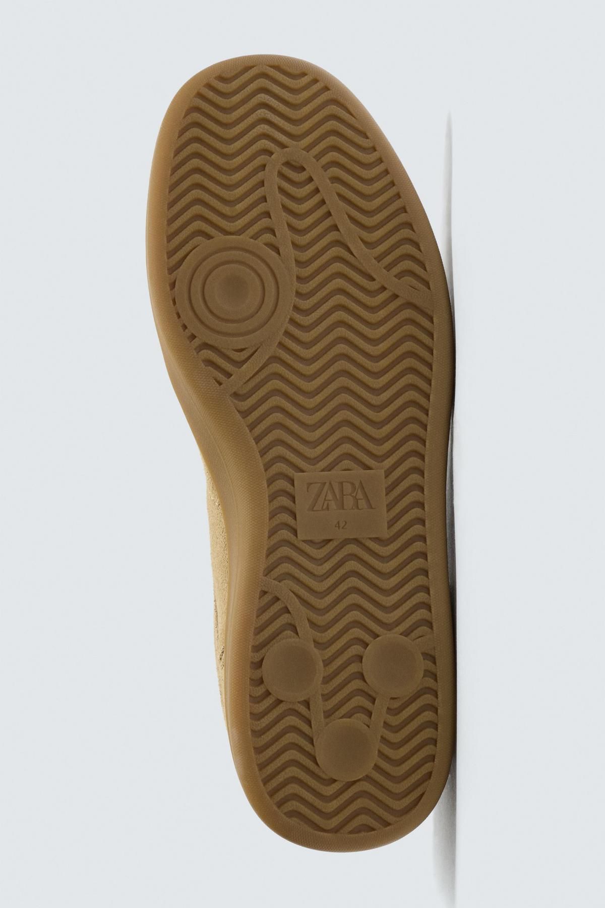 자라 스웨이드 베이지 배색 솔 로우탑 스니커즈 2288/620 SAND BROWN - 상세 이미지 4