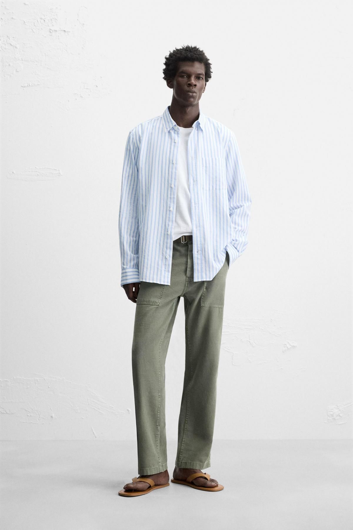 자라 스트라이프 린넨코튼 긴팔 셔츠 1063/305 STRIPED - 상세 이미지 2