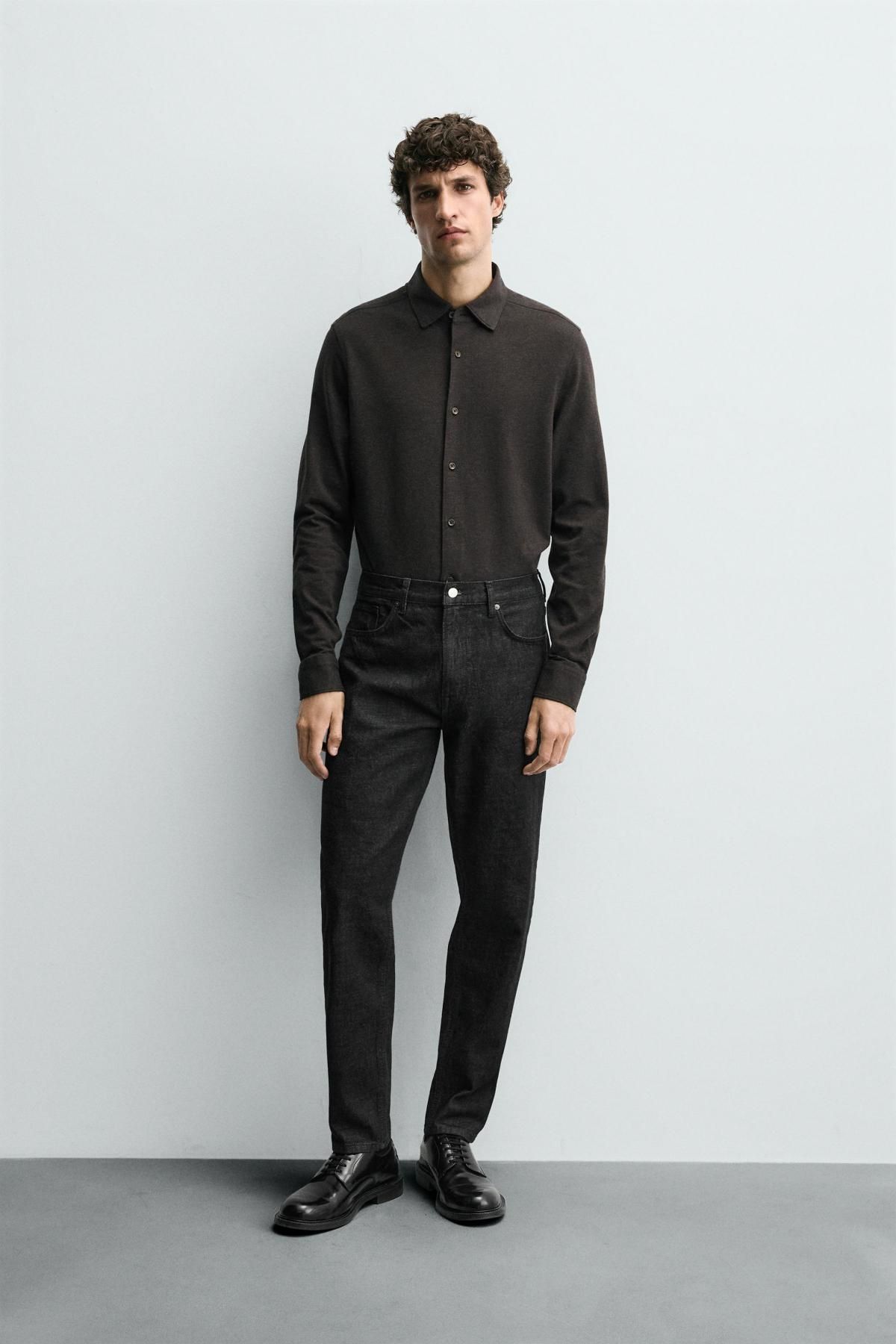 자라 소프트 터치 코튼 긴팔 셔츠 6557/783 ANTHRACITE GREY - 상세 이미지 2