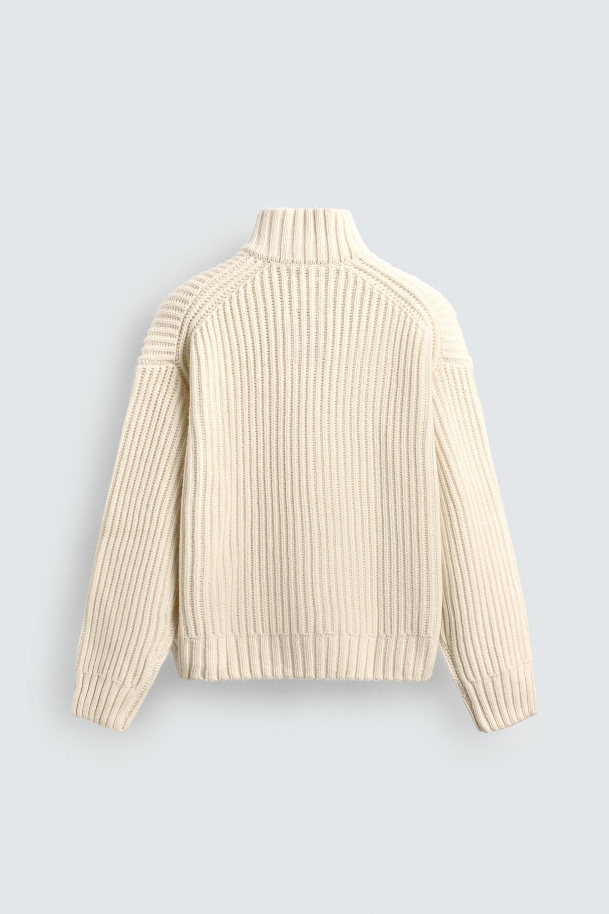 자라 오트밀 집업 펄 니트 가디건 9598/399 CREAM 이미지 7