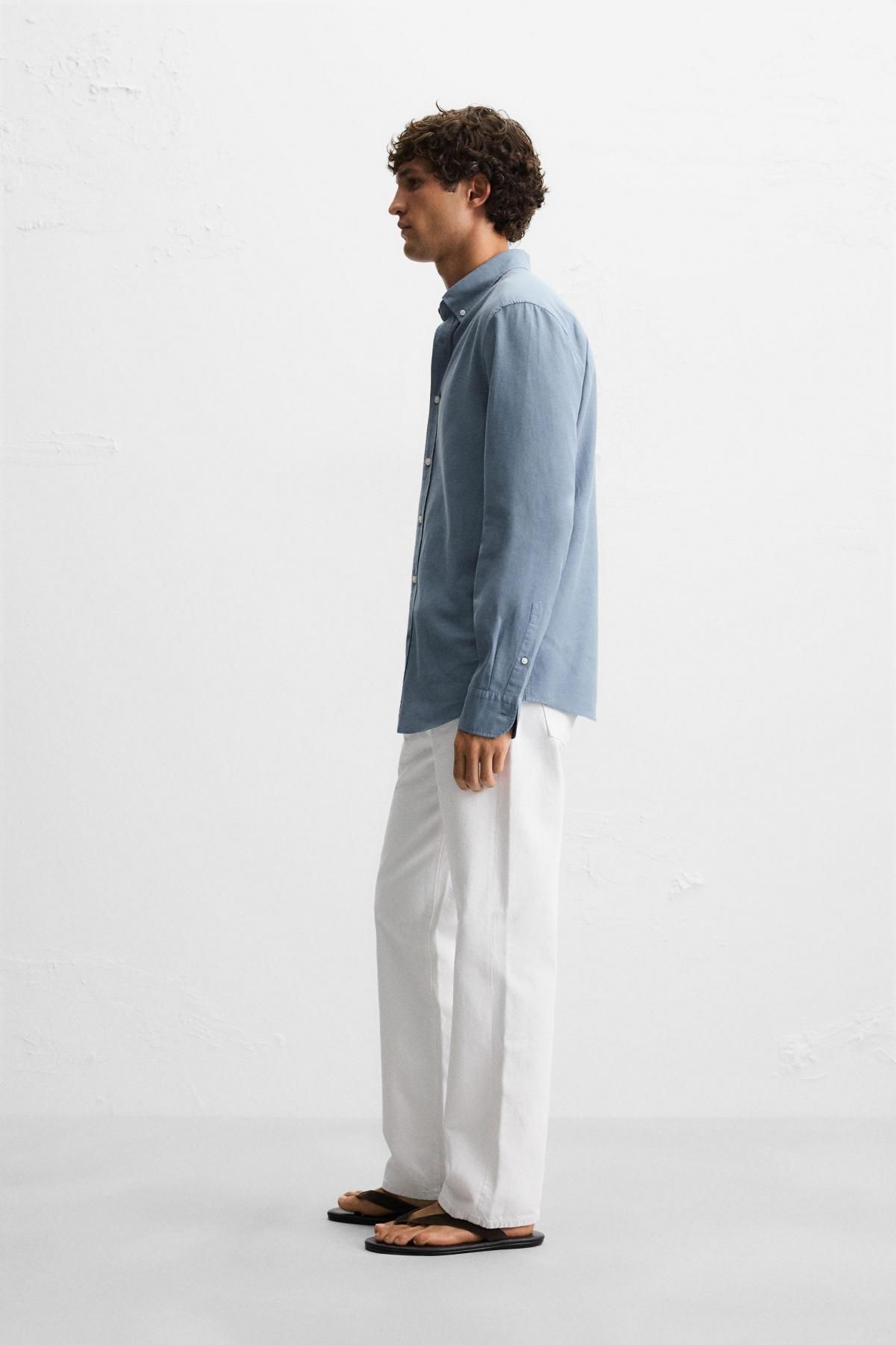 자라 스카이블루 릴렉스핏 긴팔 셔츠 5669/776 DUSTY BLUE - 상세 이미지 5