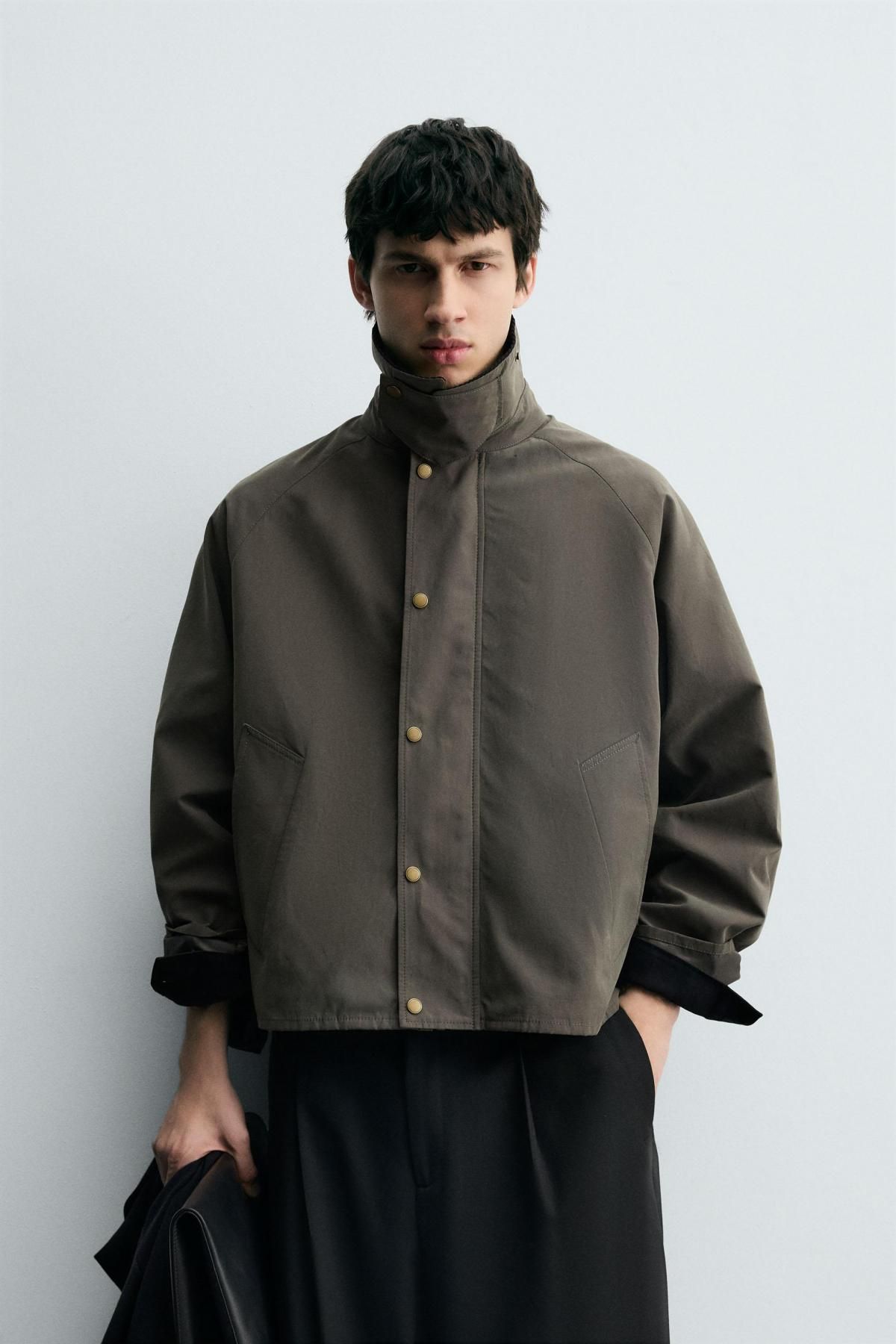 자라 테크니컬 배색카라 릴렉스핏 재킷 7380/220 ANTHRACITE GREY - 상세 이미지 3
