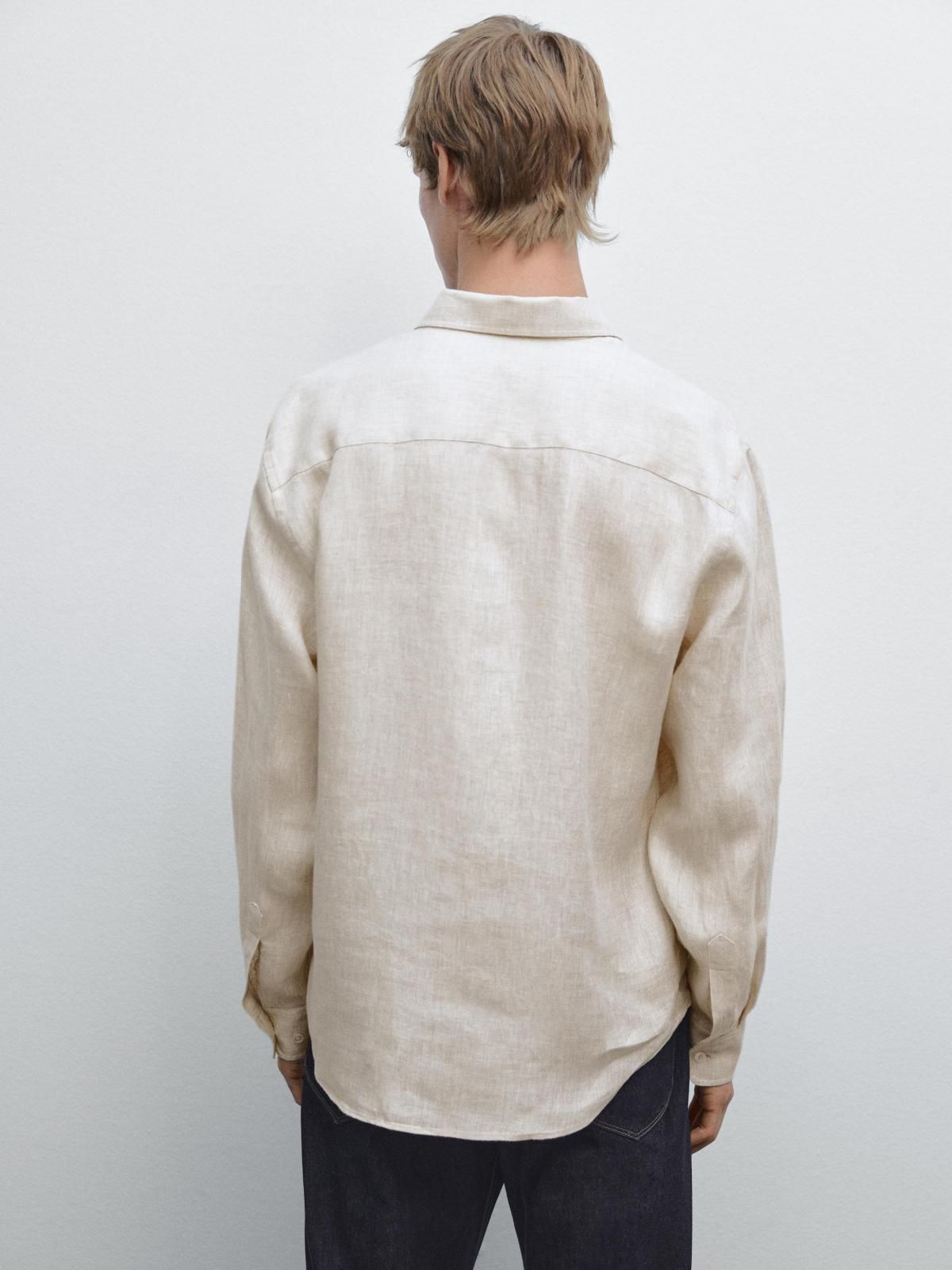 마시모두띠 리넨 페이디드 레귤러핏 긴팔 셔츠 1723/268 LIGHT BEIGE - 상세 이미지 4