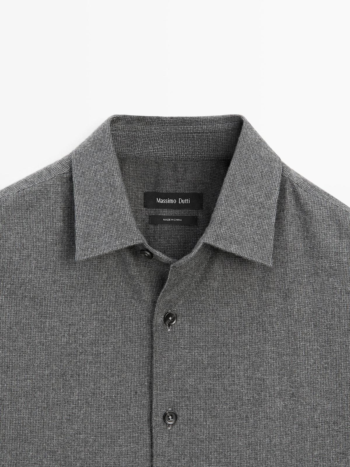 마시모두띠 체크 텍스처 멜란지 레귤러핏 긴팔 셔츠 1803/298 CHARCOAL - 상세 이미지 3