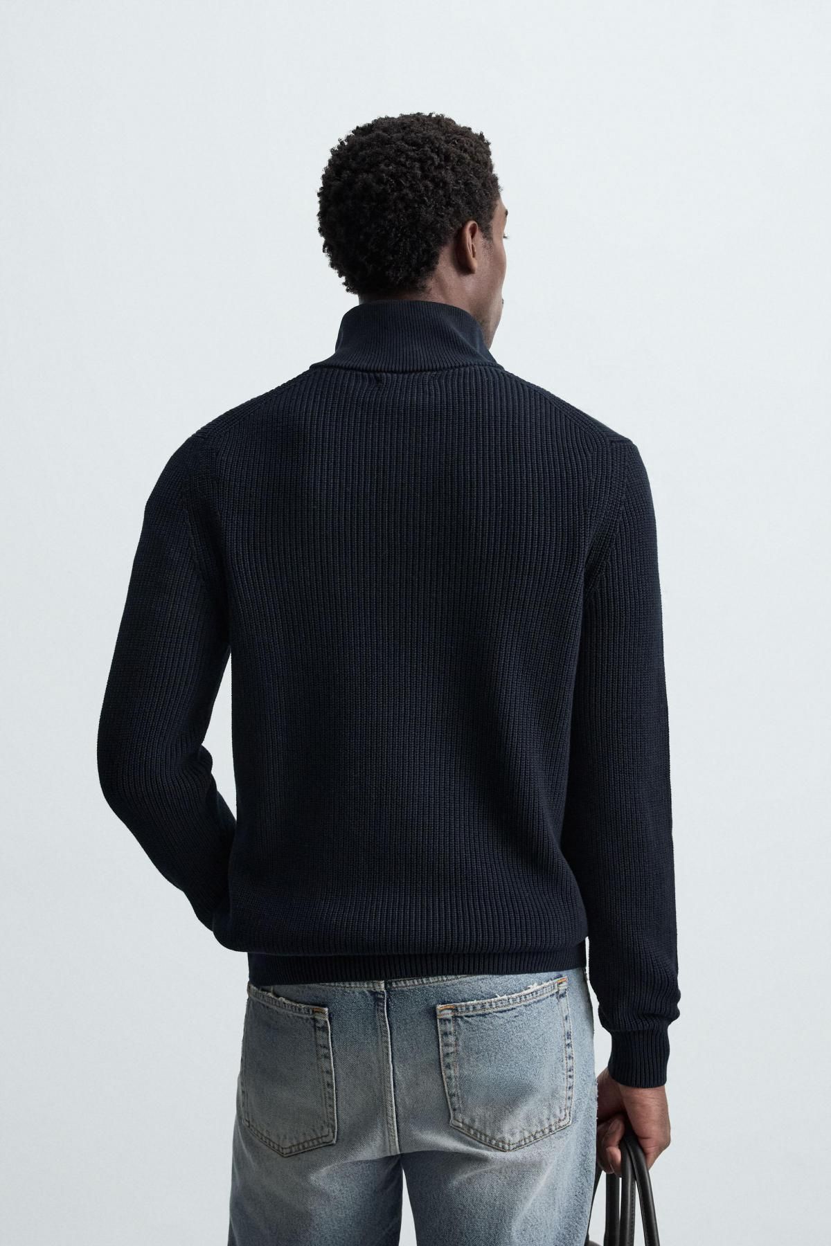 자라 하프집업 니트 스웨터 네이비 3284/400 NAVY BLUE - 상세 이미지 4