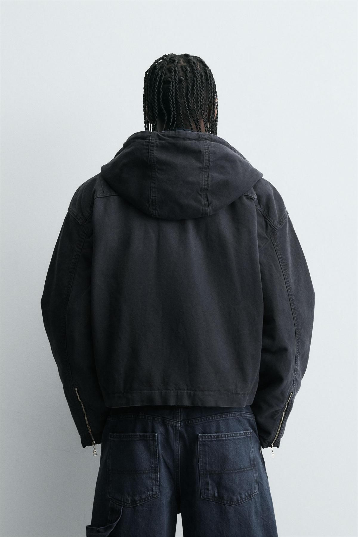 자라 박시핏 테크니컬 후드 집업 자켓 4365/386 BLUE - 상세 이미지 4