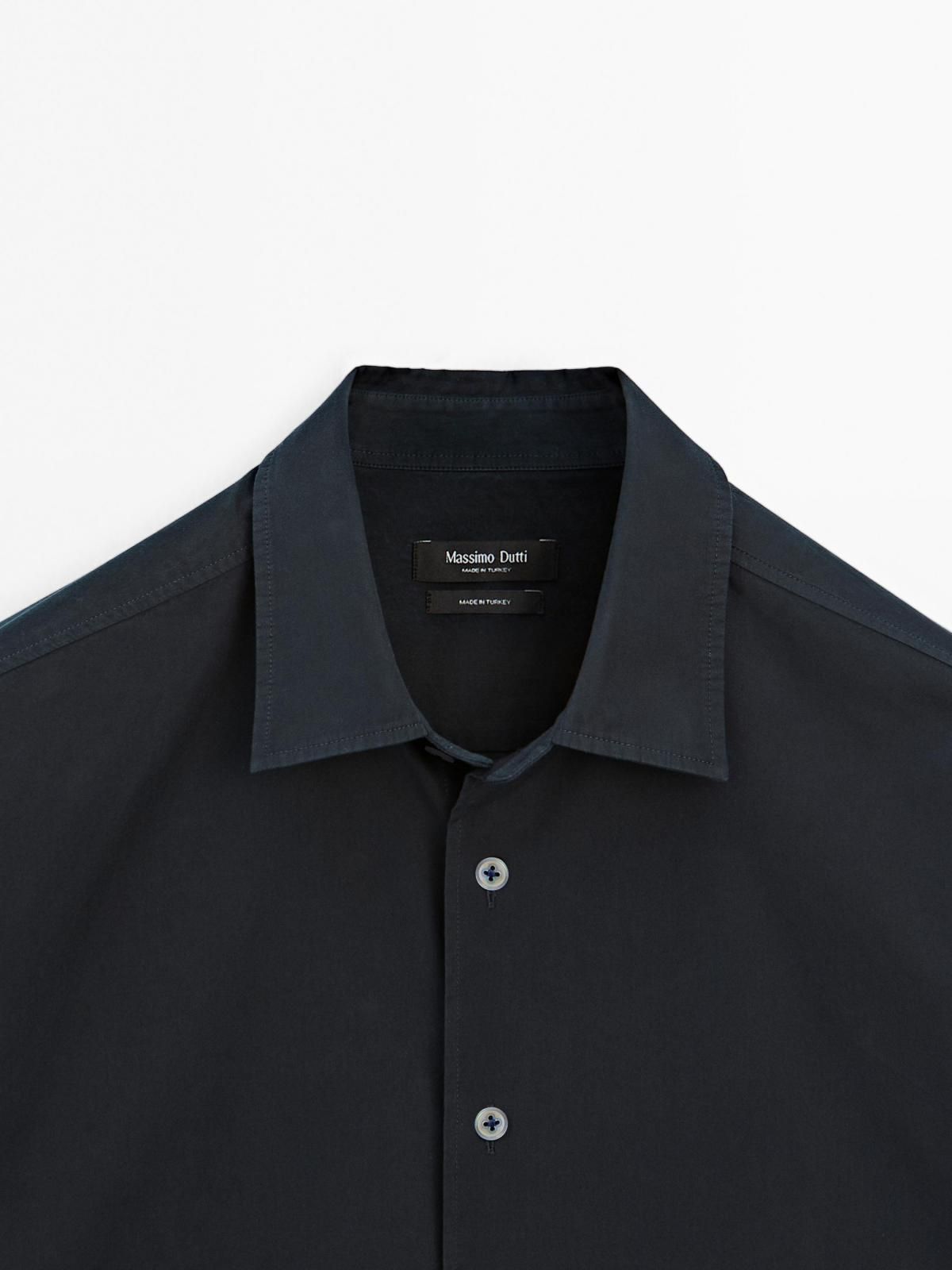 마시모두띠 미니멀 레귤러핏 코튼 실크 긴팔 셔츠 1787/411 NAVY BLUE - 상세 이미지 5