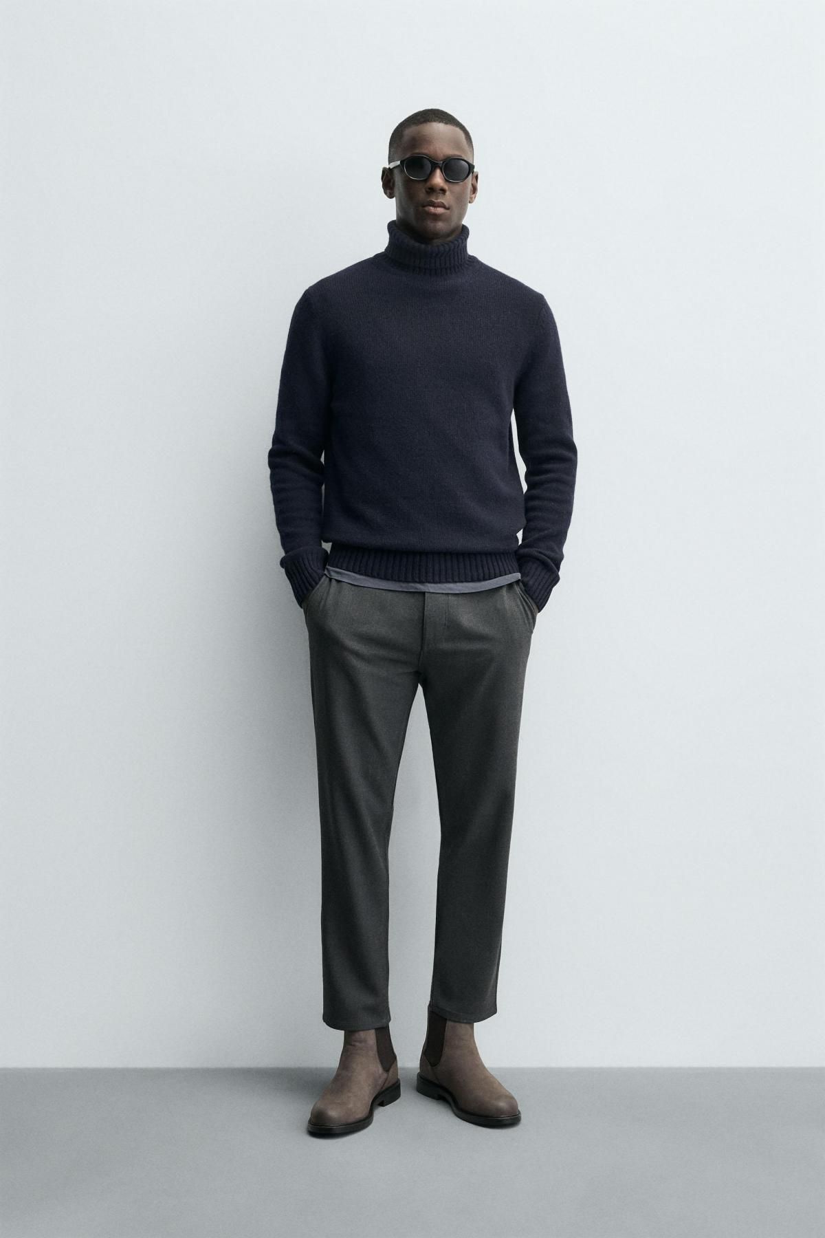 자라 테크니컬 텍스처 슬림핏 슬랙스 팬츠 0706/648 DARK GREY MARL - 상세 이미지 2