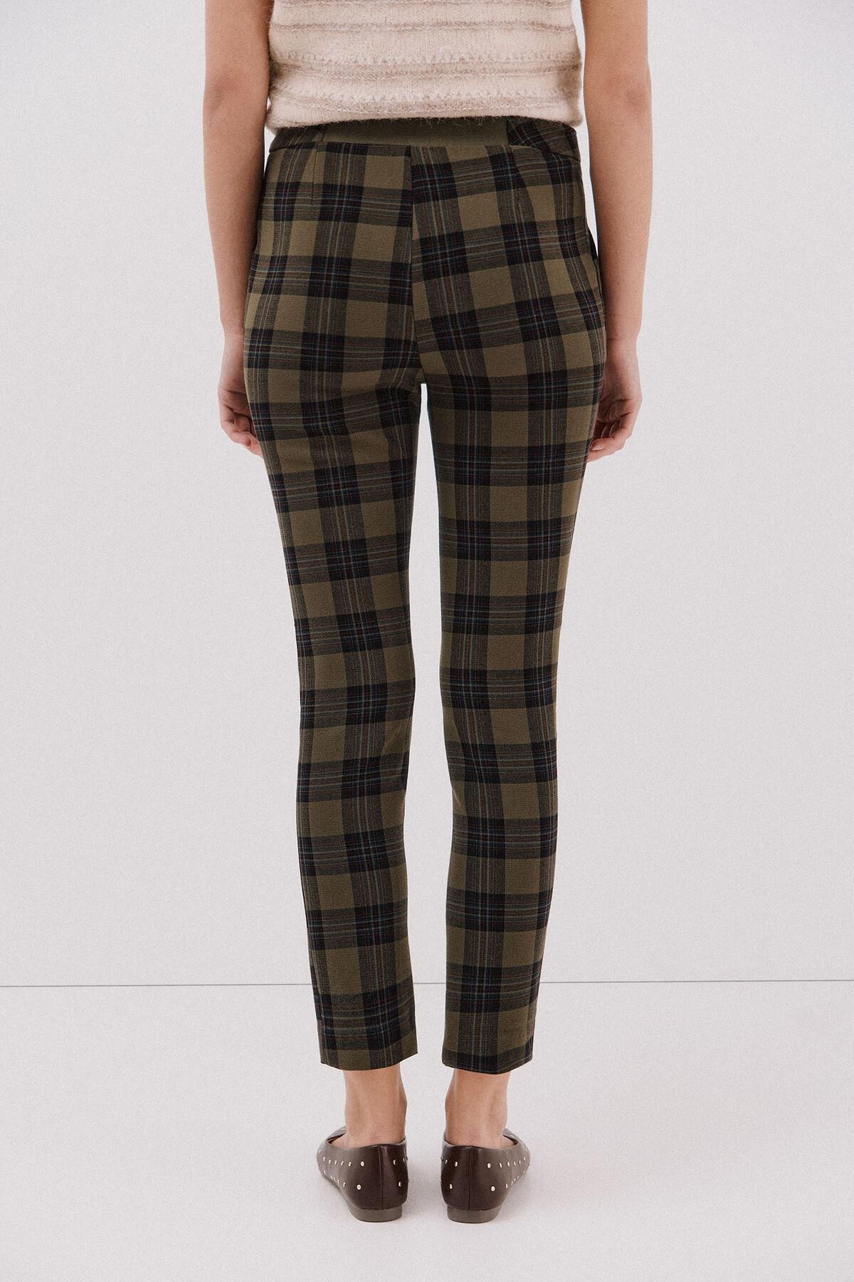 꼬르떼피엘 체크 하이웨이스트 슬림핏 팬츠 8722324 ESTAMPADO VERDE - 상세 이미지 4