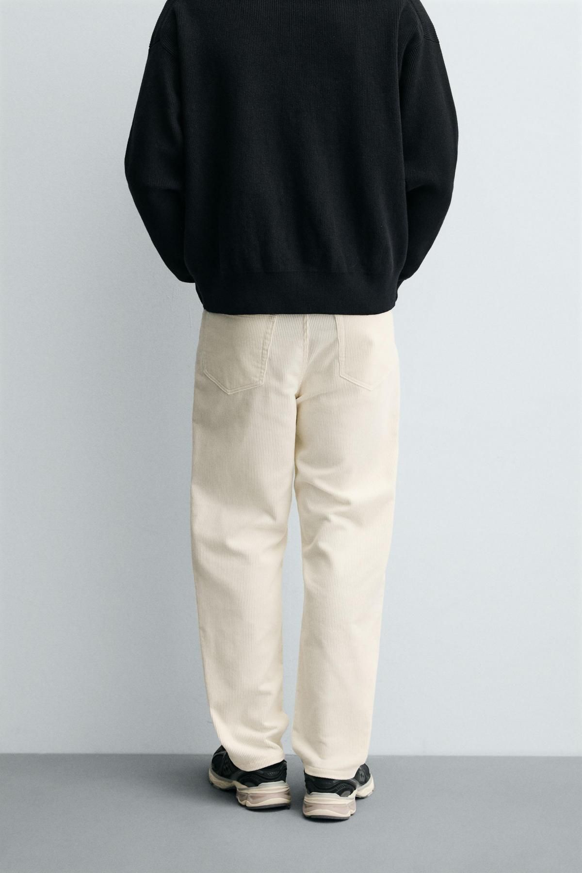 자라 코듀로이 레귤러핏 아이보리 팬츠 4391/440 OYSTER-WHITE - 상세 이미지 4
