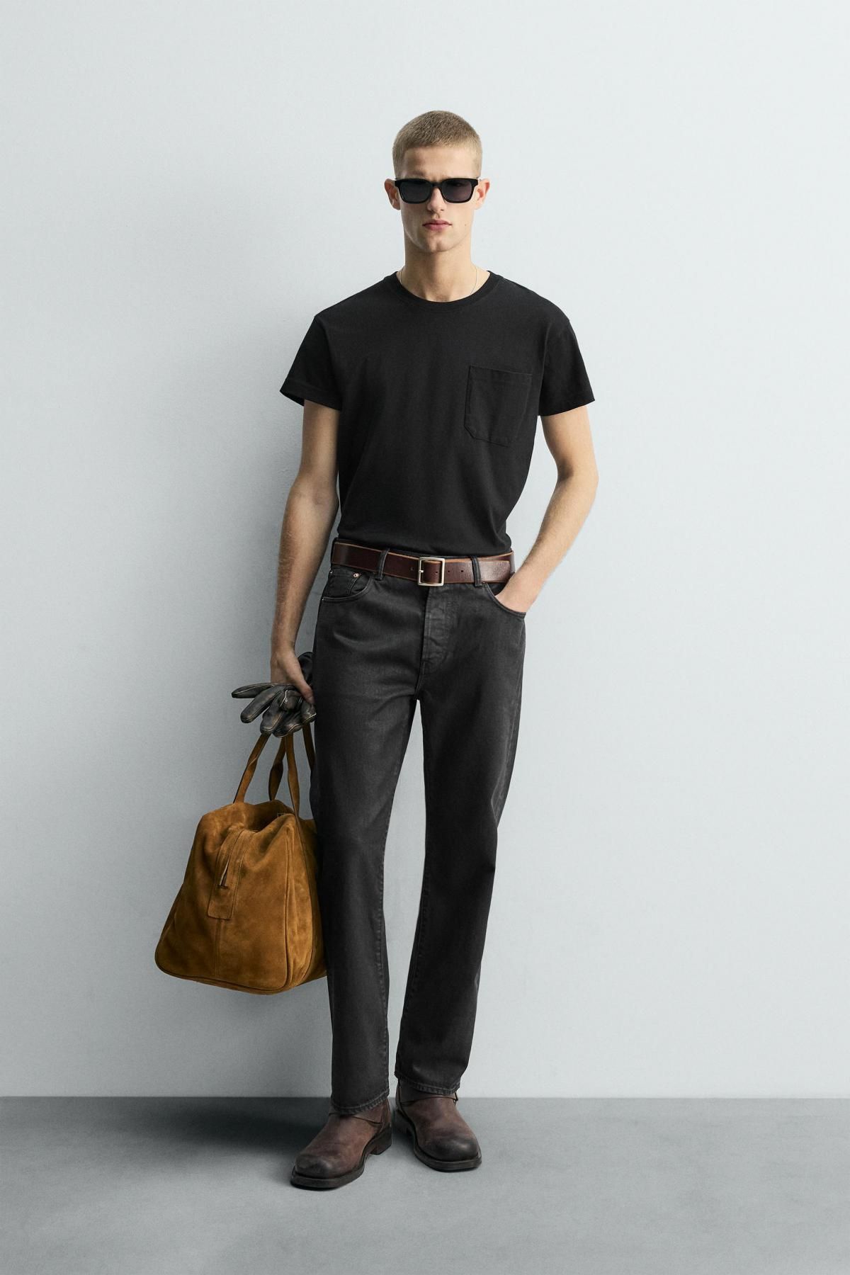 자라 프리미엄 스트레이트 블랙 데님 크롭 청바지 5155/300 BLACK - 상세 이미지 2
