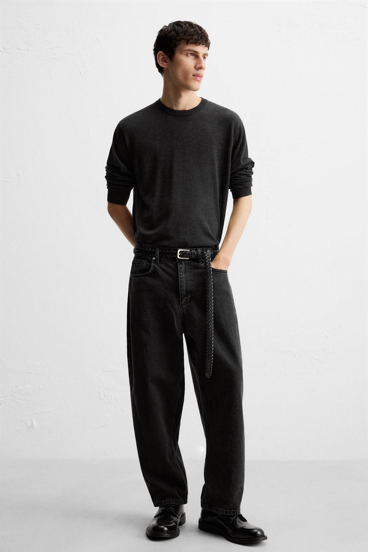 자라 테이퍼드 와이드핏 블랙 데님 청바지 9942/370 BLACK - 상세 이미지 5