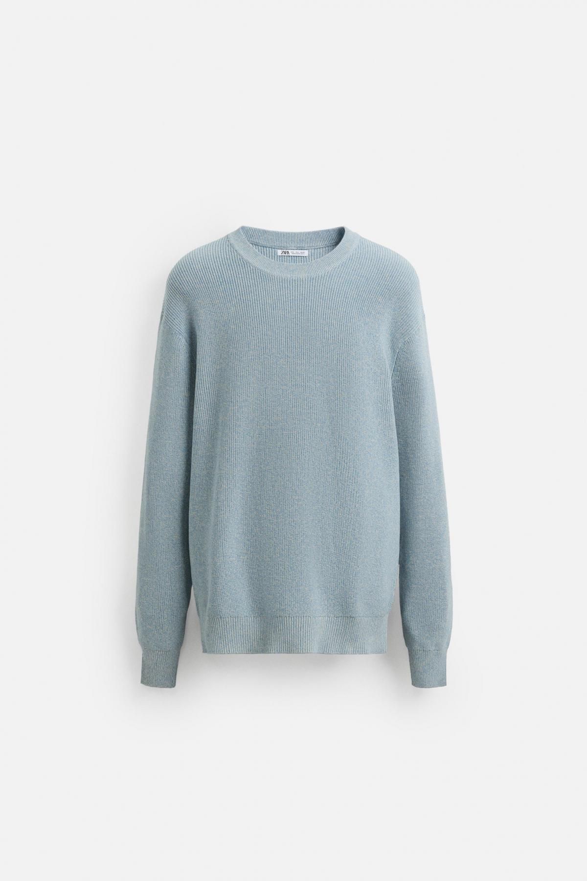 자라 라이트블루 베이직 라운드 펄니트 스웨터 3284/331 BLUE MARL - 메인 이미지