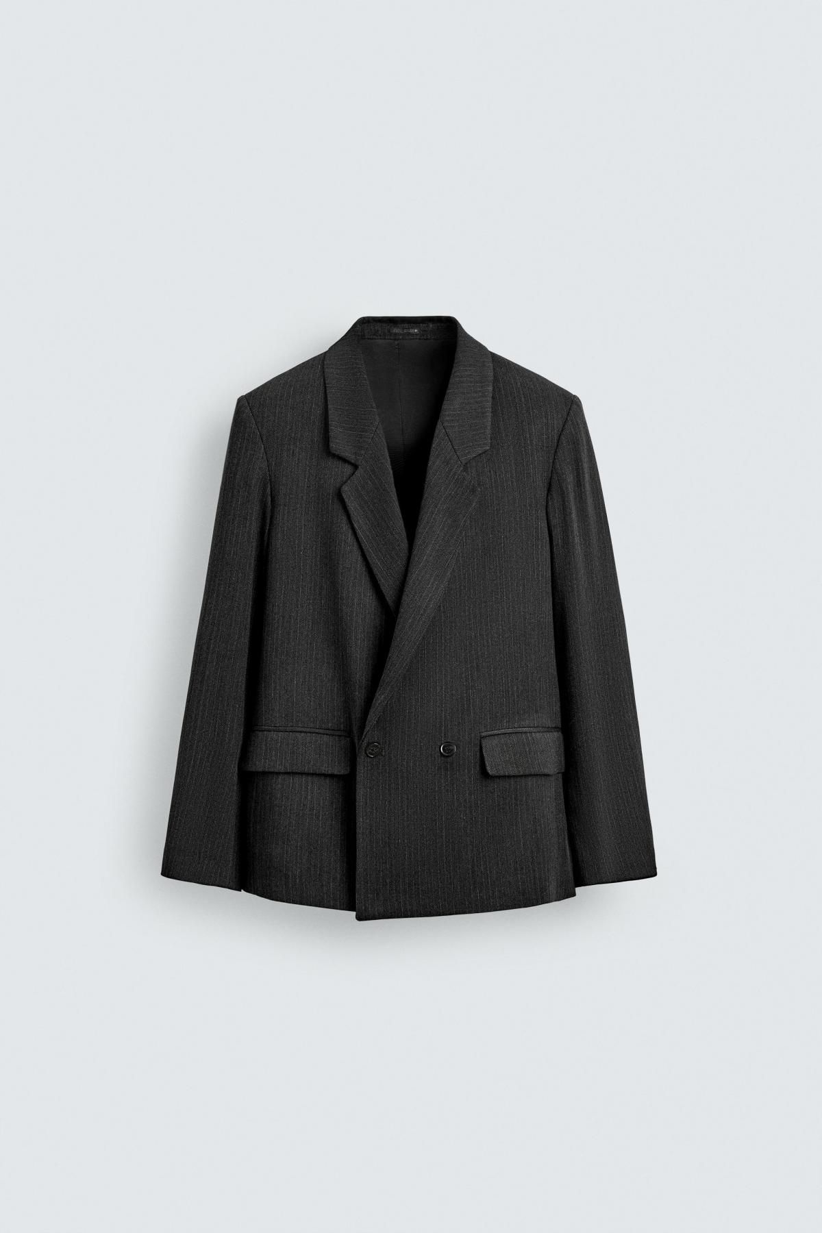 자라 스트라이프 테일러드 더블브레스트 블레이저 6525/837 GREY - 메인 이미지