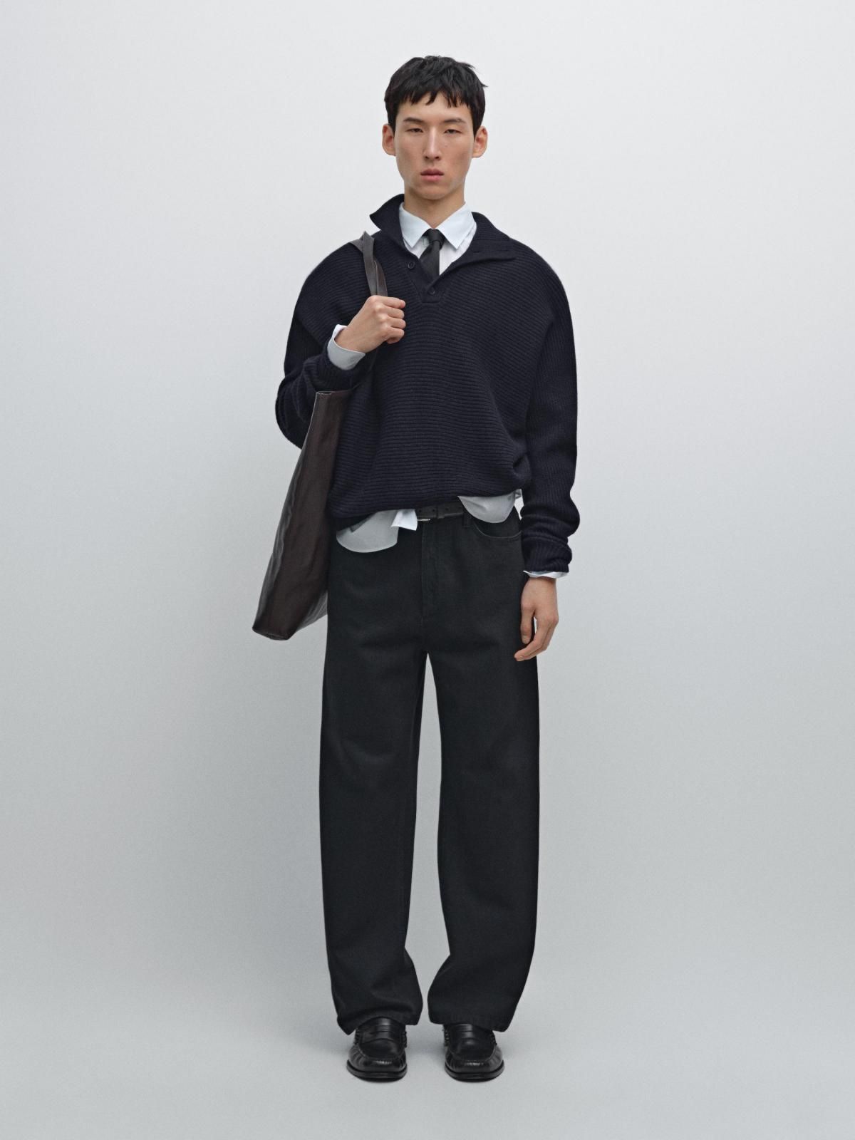 마시모두띠 프리미엄 울블렌드 폴로 니트 스웨터 0972/700 NAVY BLUE - 상세 이미지 2