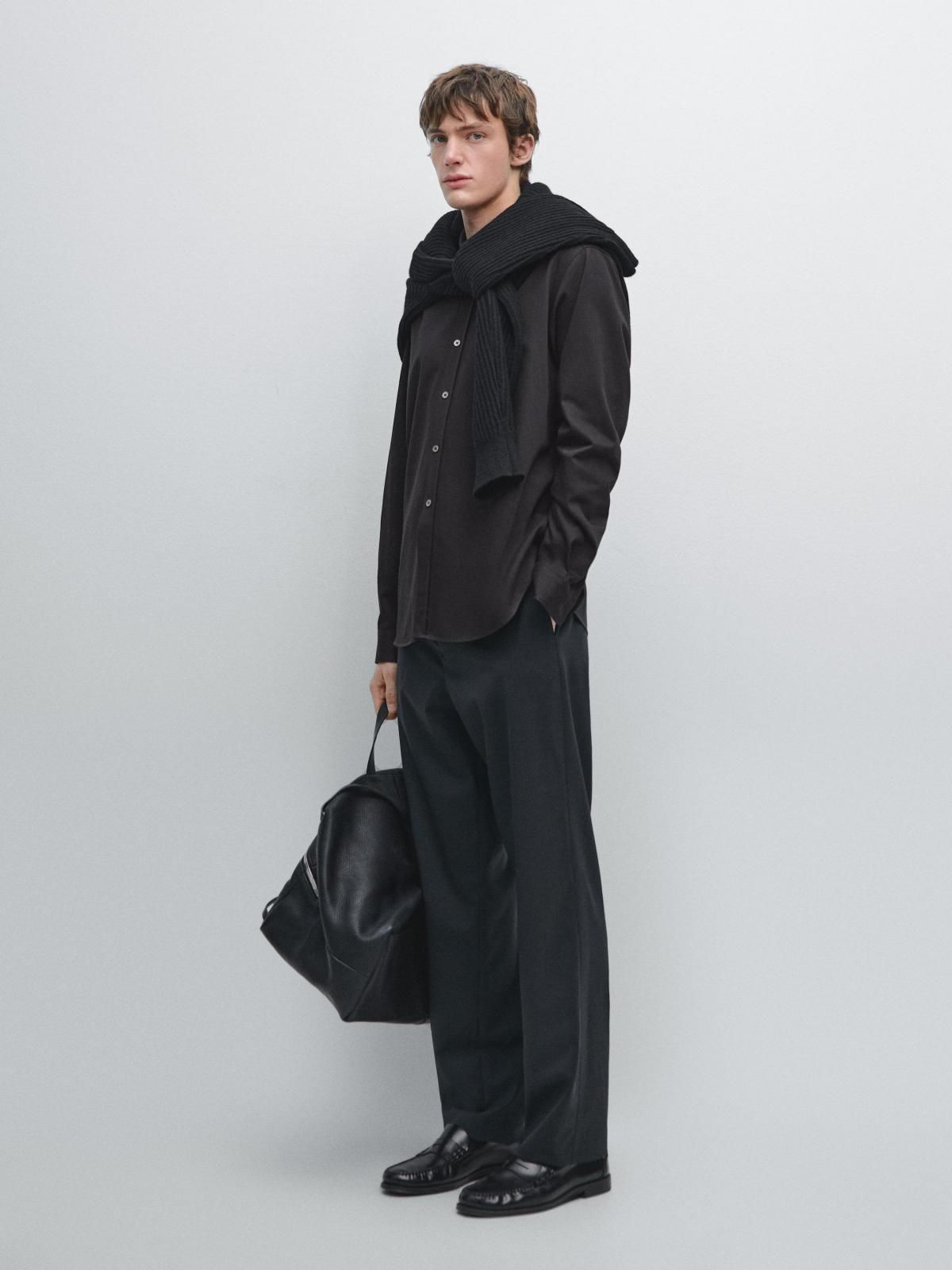 마시모두띠 미니멀 레귤러핏 코튼블렌드 긴팔셔츠 1770/260 NAVY BLUE - 상세 이미지 2