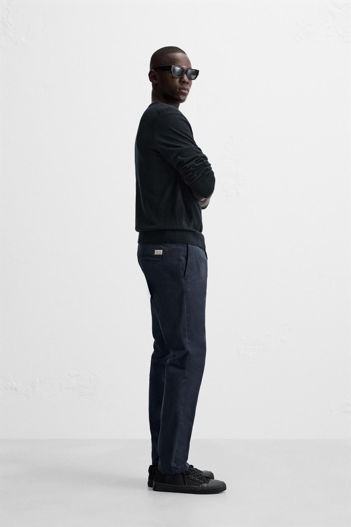 자라 슬림핏 스키니 치노 팬츠 6786/370 NAVY BLUE - 상세 이미지 4
