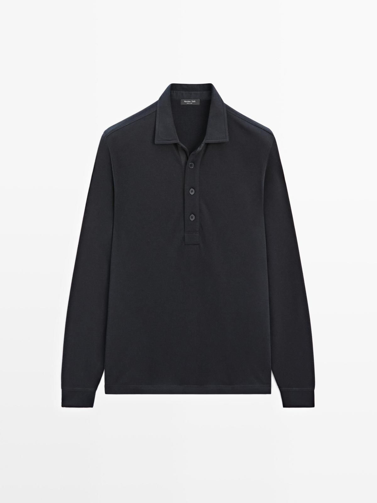 마시모두띠 테크니컬 텍스처 긴팔 폴로셔츠 남성 0574/156 NAVY BLUE - 상품 이미지