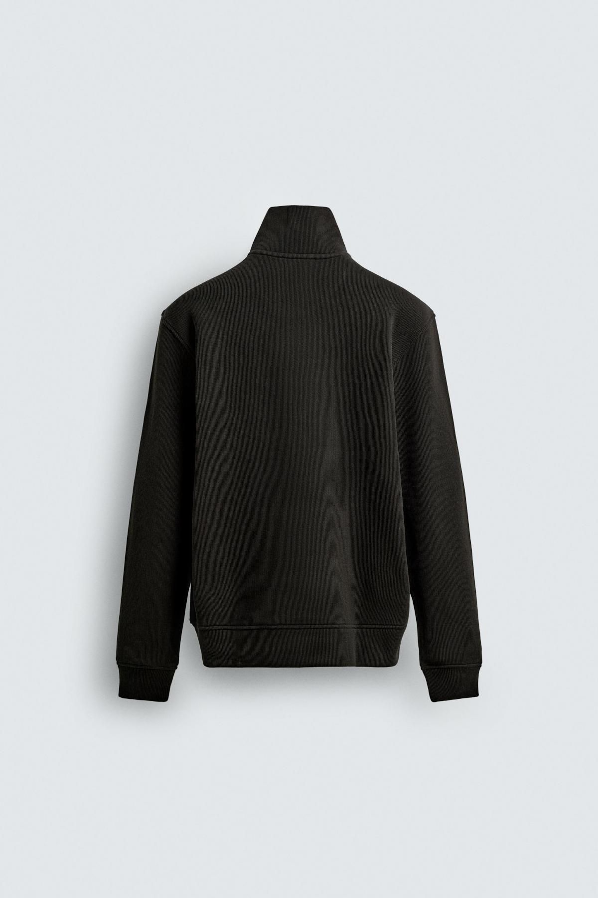 자라 베이직 테크니컬 골지 집업 재킷 0526/324 DARK BROWN 이미지 8