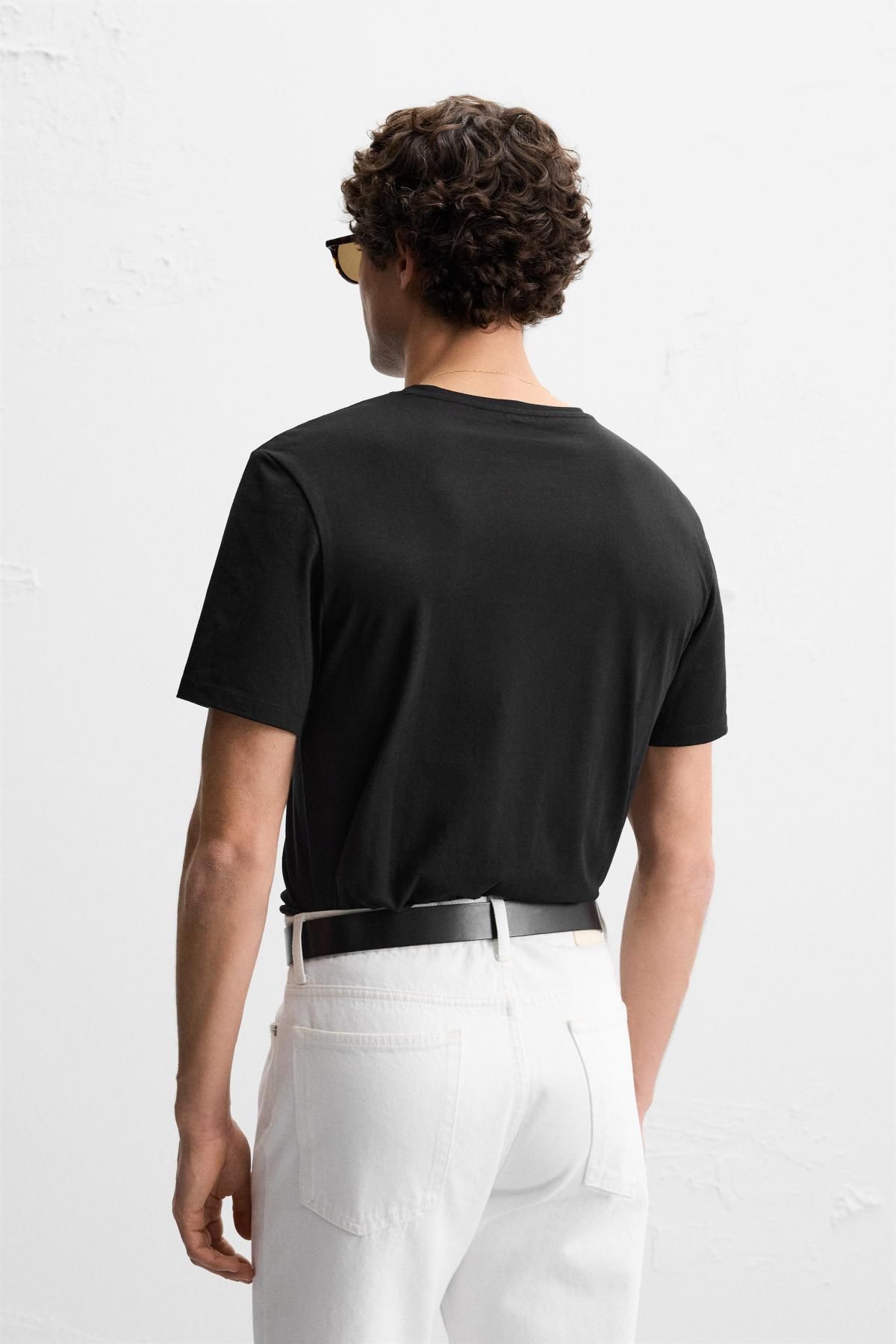 자라 베이직 슬림핏 티셔츠 5584/361 BLACK - 상세 이미지 4