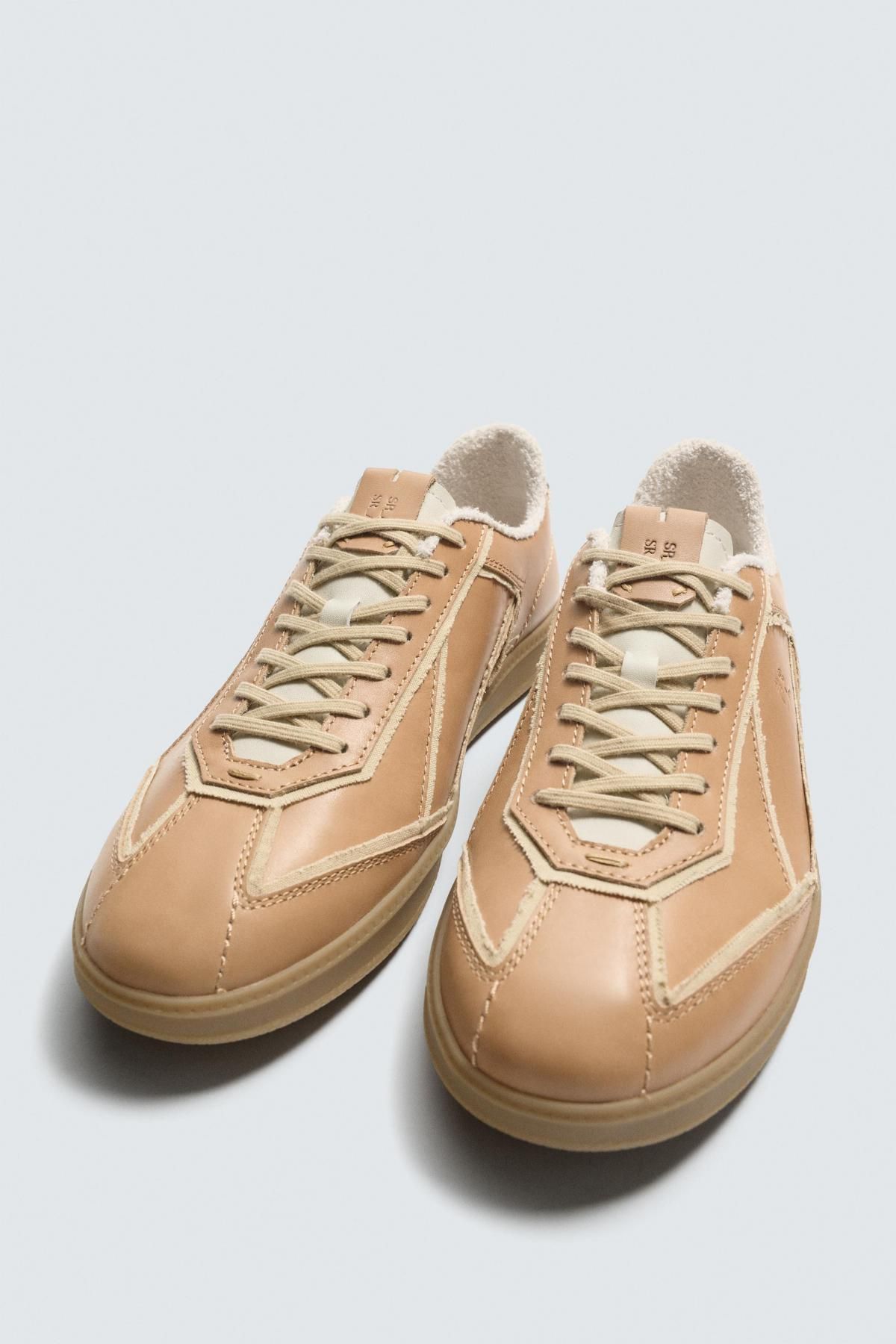 자라 프리미엄 레더 로우탑 스니커즈 2275/620 SAND BROWN - 상세 이미지 5