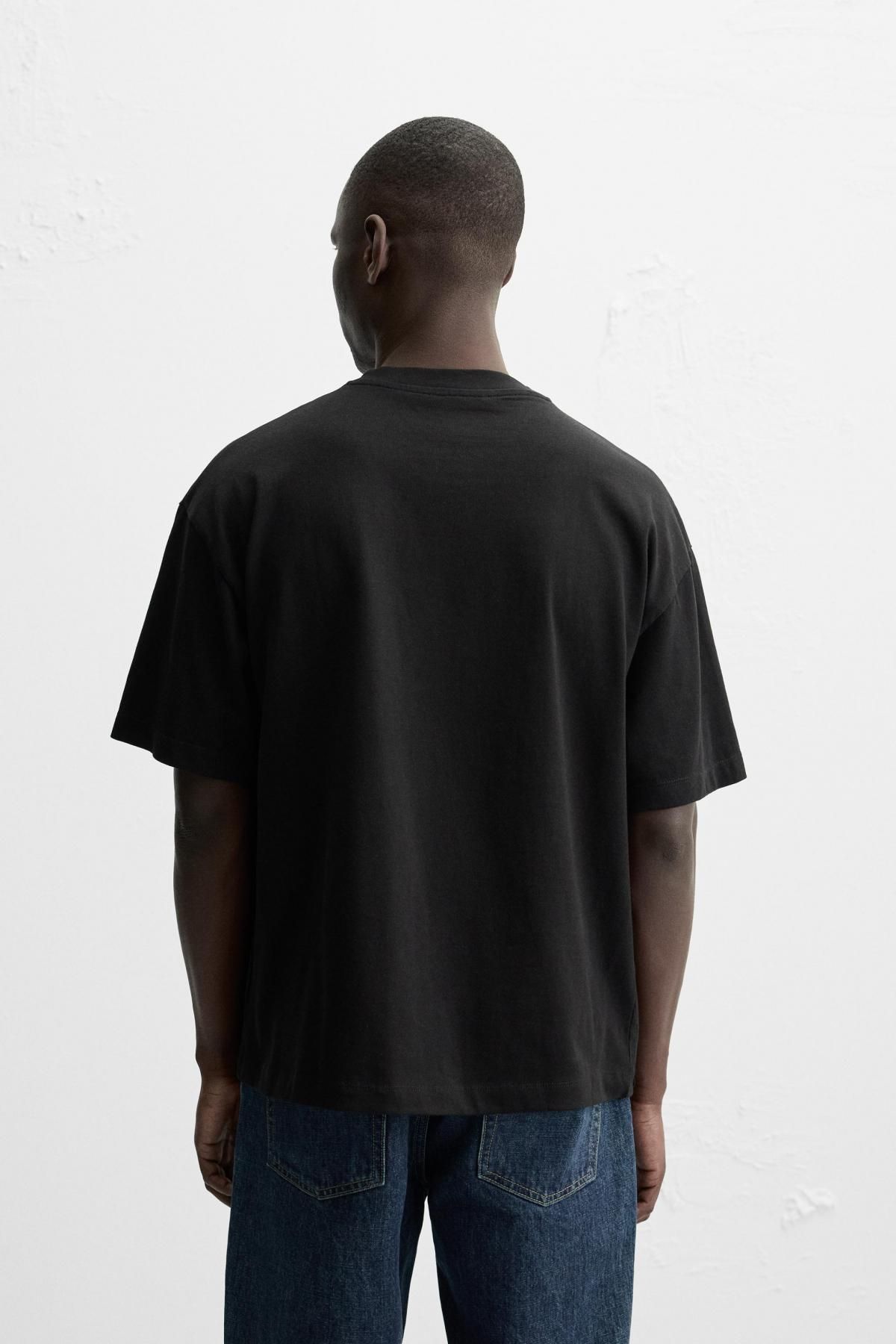 자라 베이직 헤비웨이트 티셔츠 1887/455 BLACK - 상세 이미지 4