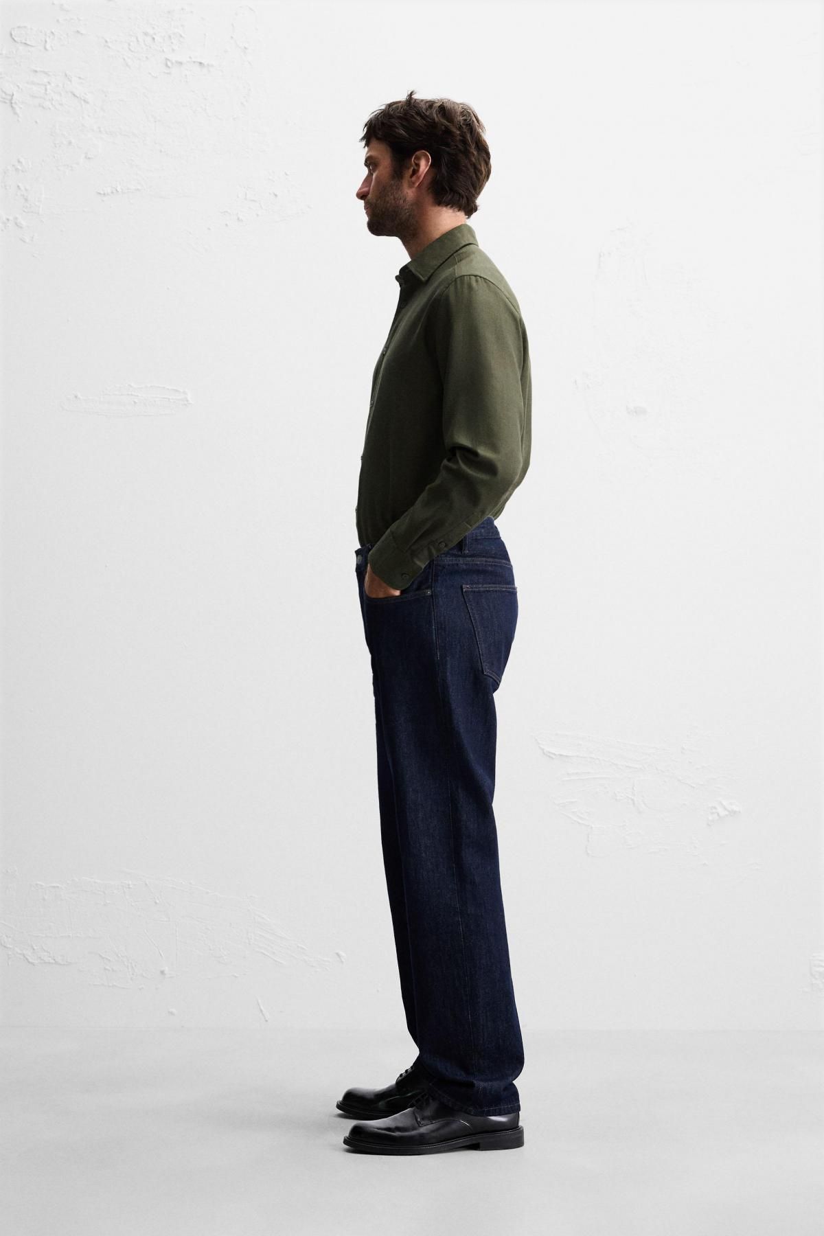 자라 이지케어 텍스처 그린 긴팔 셔츠 7545/710 DARK KHAKI - 상세 이미지 5