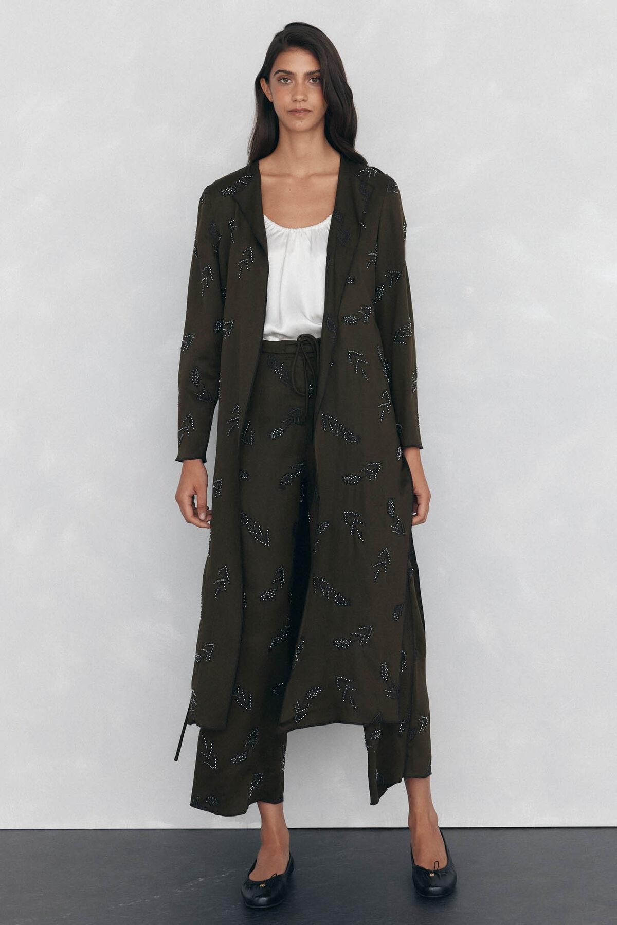 페드로 델 이에로 와이드 스트레이트핏 자수 팬츠 7602518 MARRON - 상세 이미지 2