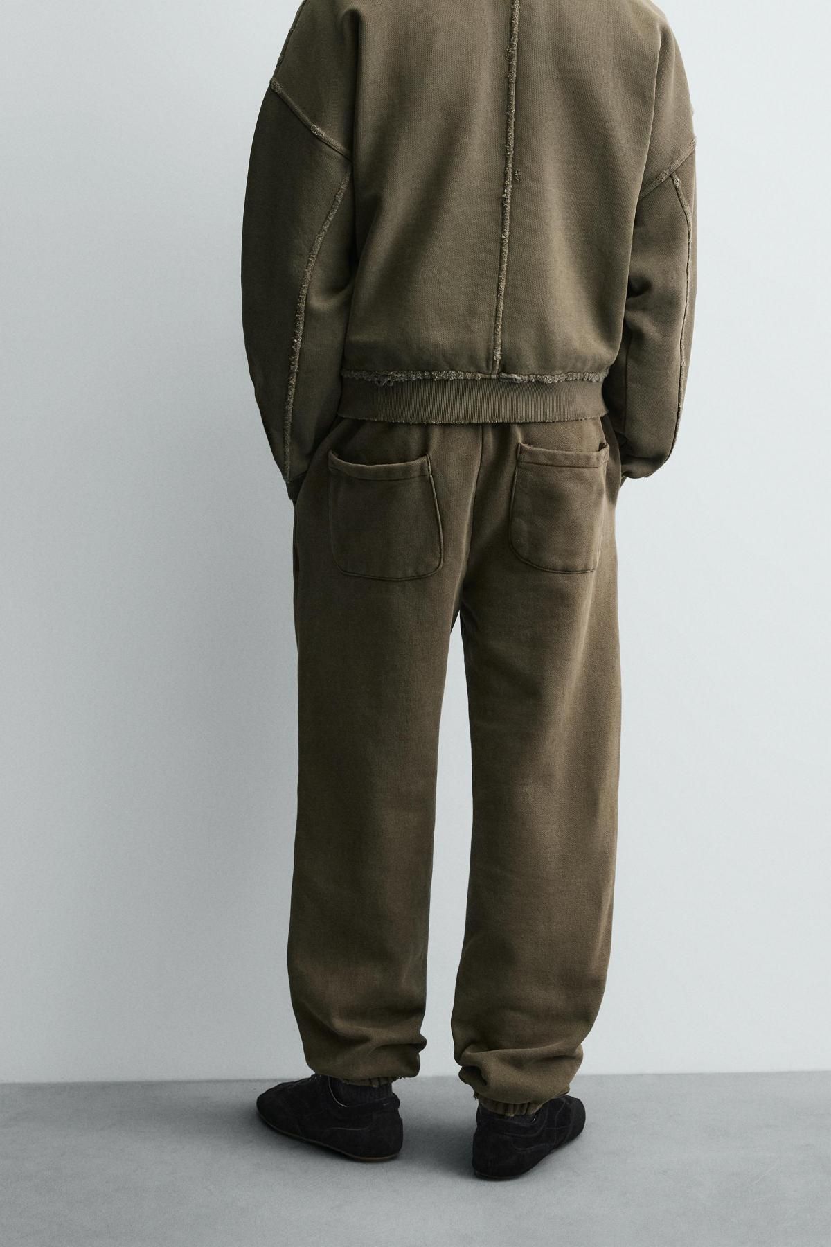 자라 스트레치 코튼 와이드 워시드 조거 팬츠 3443/306 KHAKI - 상세 이미지 4