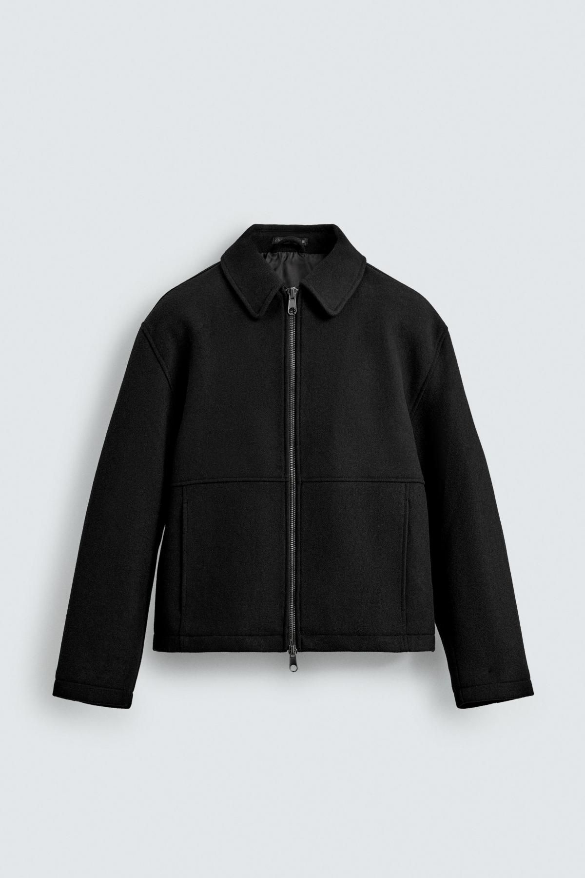 자라 테크니컬 울블렌드 텍스처 집업 재킷 8281/211 BLACK - 상품 이미지