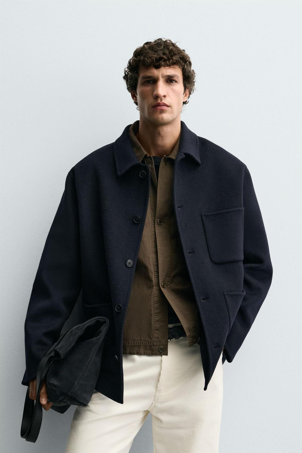자라 테크니컬 울 포켓 오버셔츠 8491/306 NAVY BLUE - 상세 이미지 3