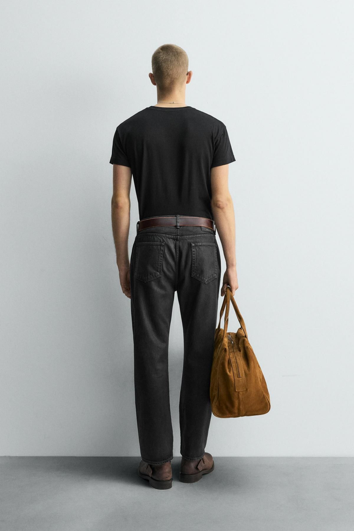자라 프리미엄 스트레이트 블랙 데님 크롭 청바지 5155/300 BLACK - 상세 이미지 3