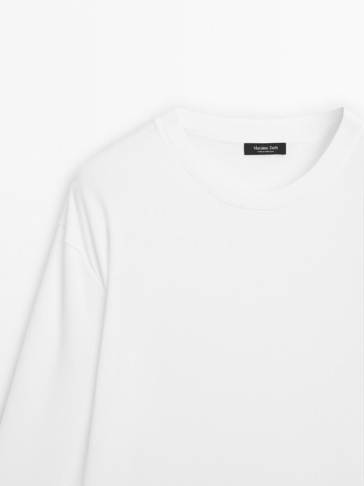 마시모두띠 미니멀 코튼 라운드넥 긴팔 티셔츠 0516/150 WHITE - 상세 이미지 2