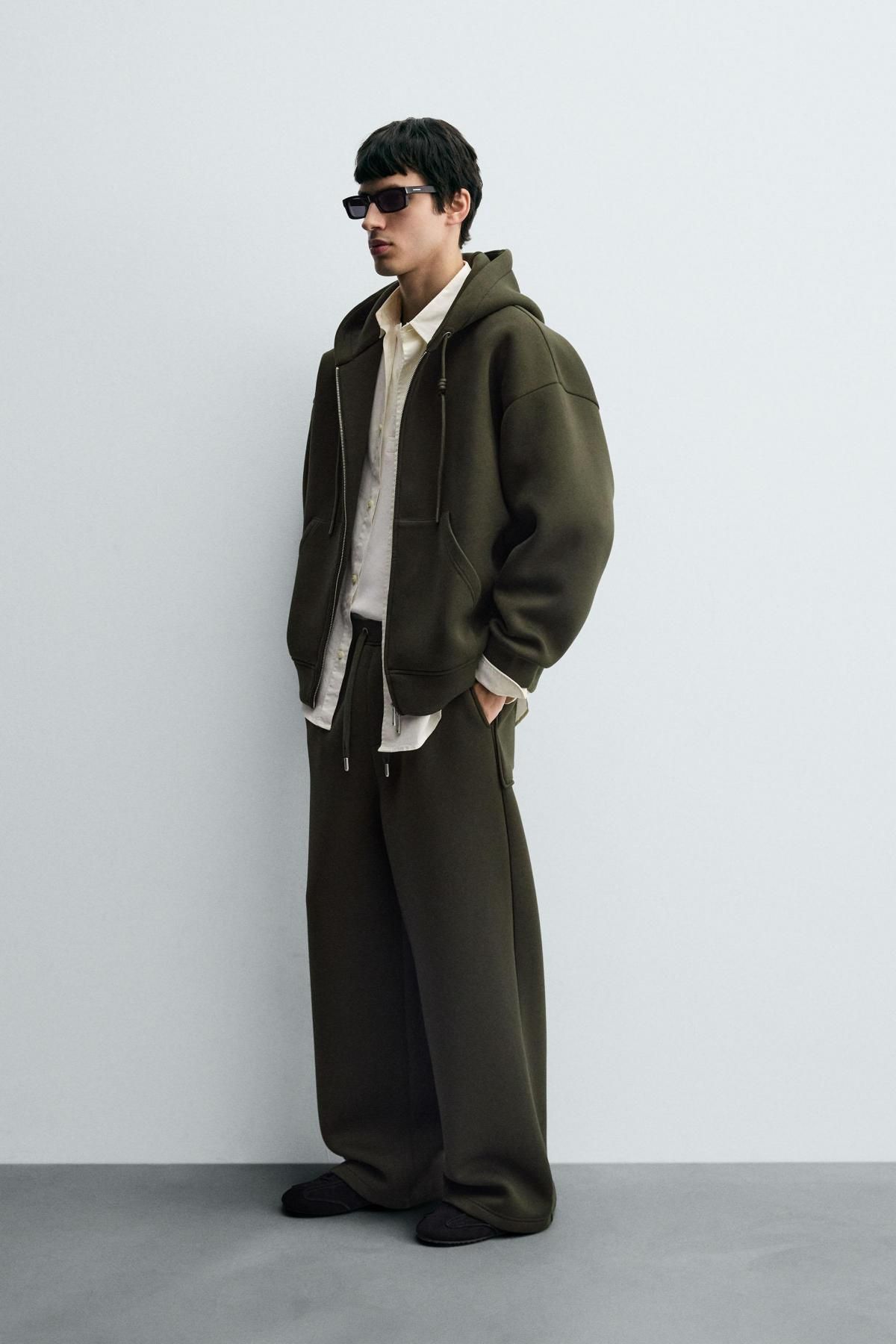 자라 테크니컬 와이드핏 인터록 밴딩 팬츠 1437/361 DARK GREEN - 상세 이미지 4