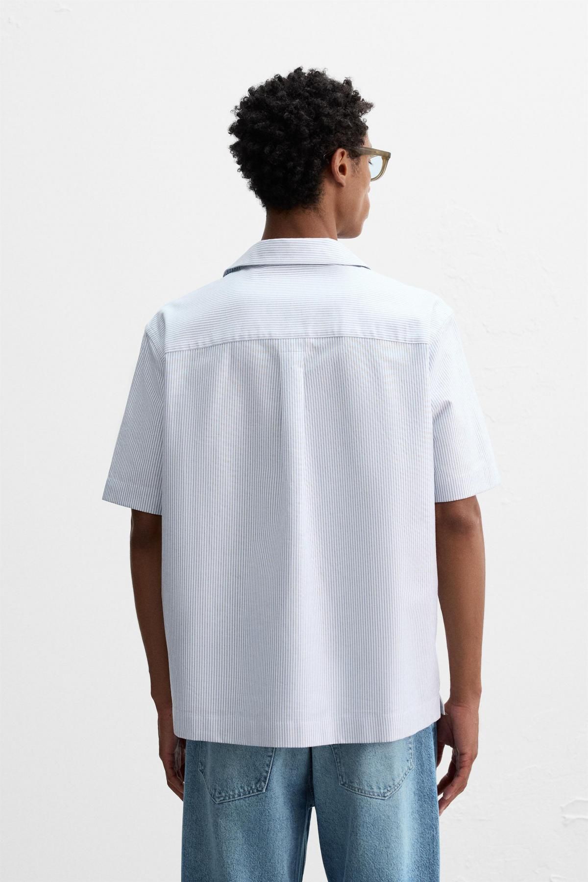 자라 스트라이프 오버핏 반팔 옥스포드 셔츠 7545/301 STRIPES - 상세 이미지 4