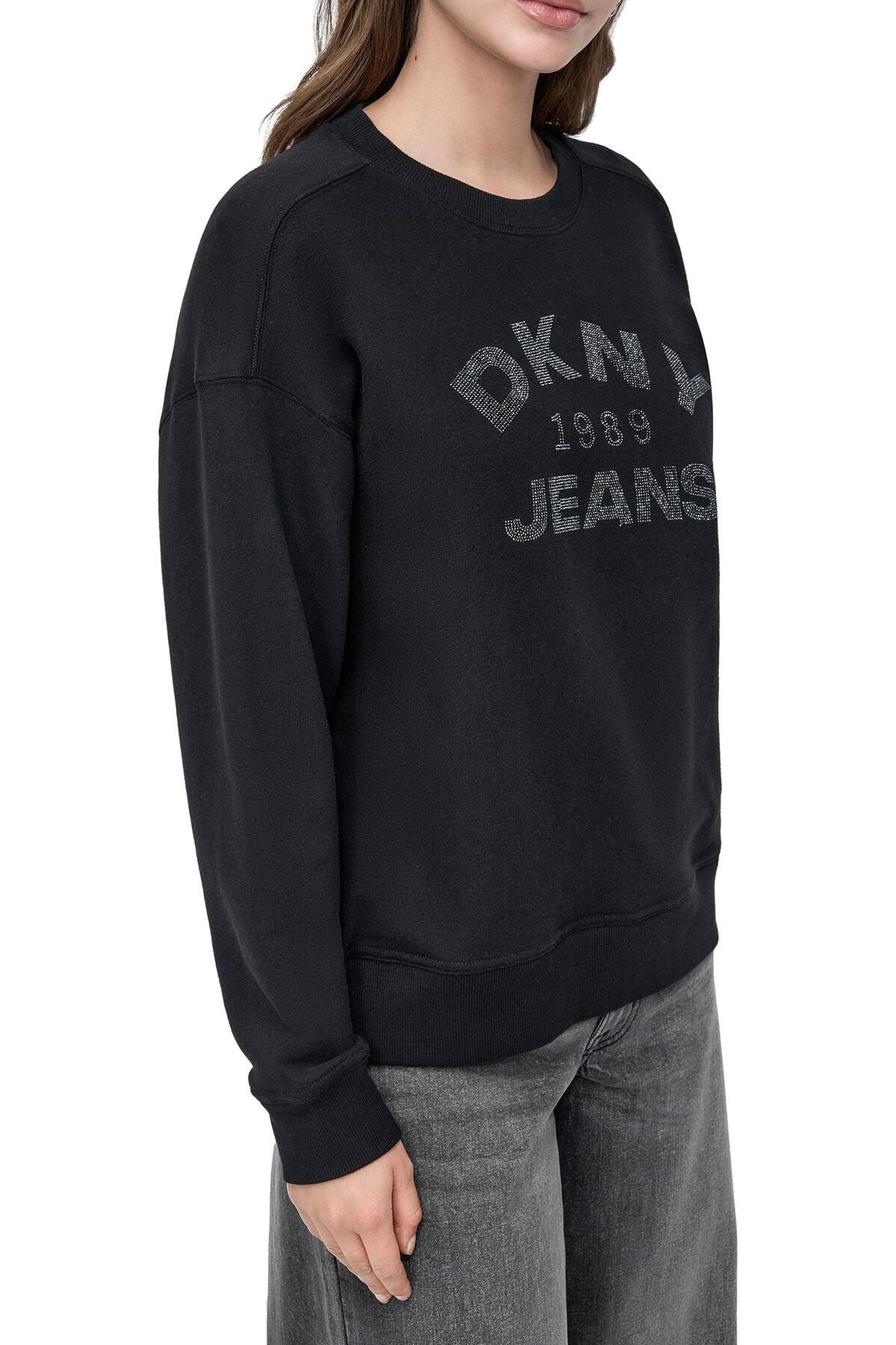 디케이엔와이 글리터 DKNY 로고 맨투맨 4610185 NEGRO - 상세 이미지 3