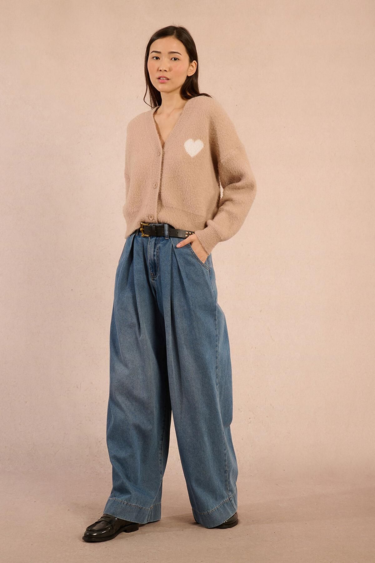 몰리브라켄 하트 디테일 브이넥 버튼 가디건 3762228 BEIGE - 상세 이미지 2