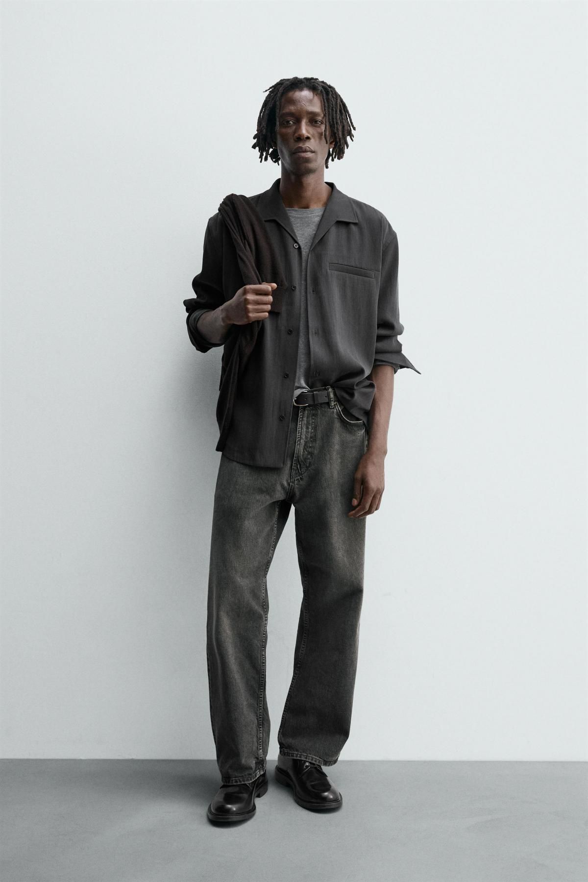 자라 테크니컬 워시드 플루이드 롱슬리브 셔츠 1437/227 ANTHRACITE GREY - 상세 이미지 2
