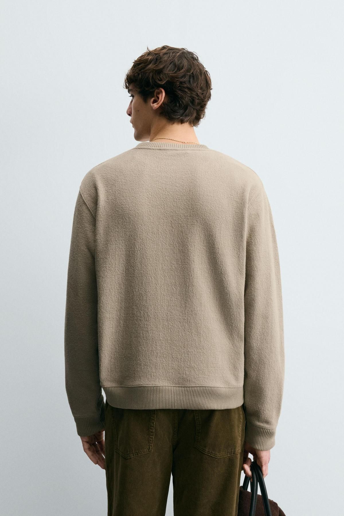 자라 텍스처 라운드넥 스웨트셔츠 3443/311 LIGHT BEIGE - 상세 이미지 4