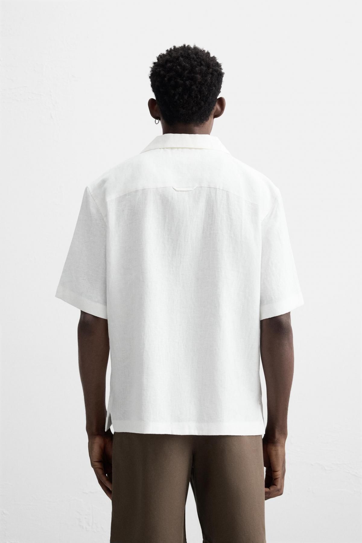 자라 100 린넨 반팔 셔츠 3090/123 WHITE - 상세 이미지 4