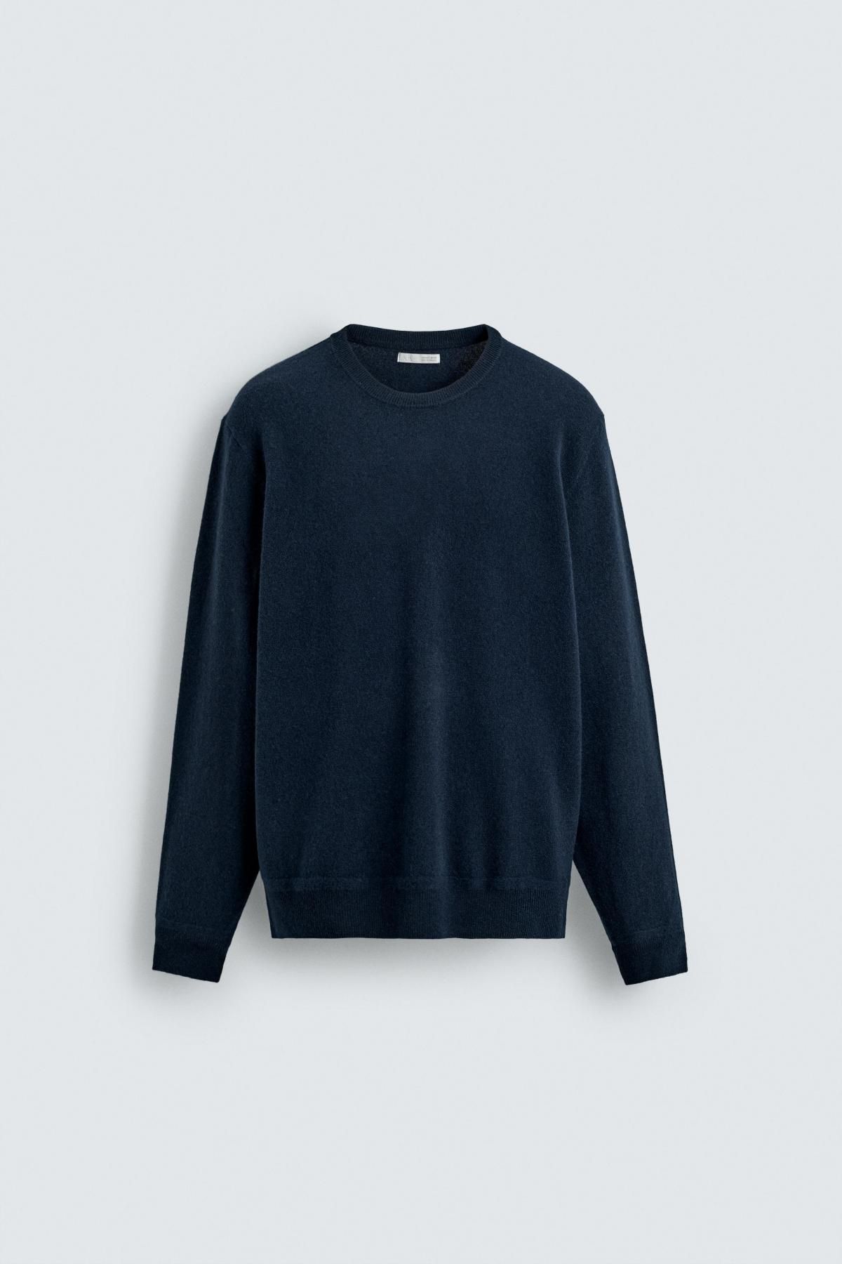 자라 프리미엄 울캐시미어 라운드 니트 스웨터 2893/320 NAVY BLUE - 메인 이미지