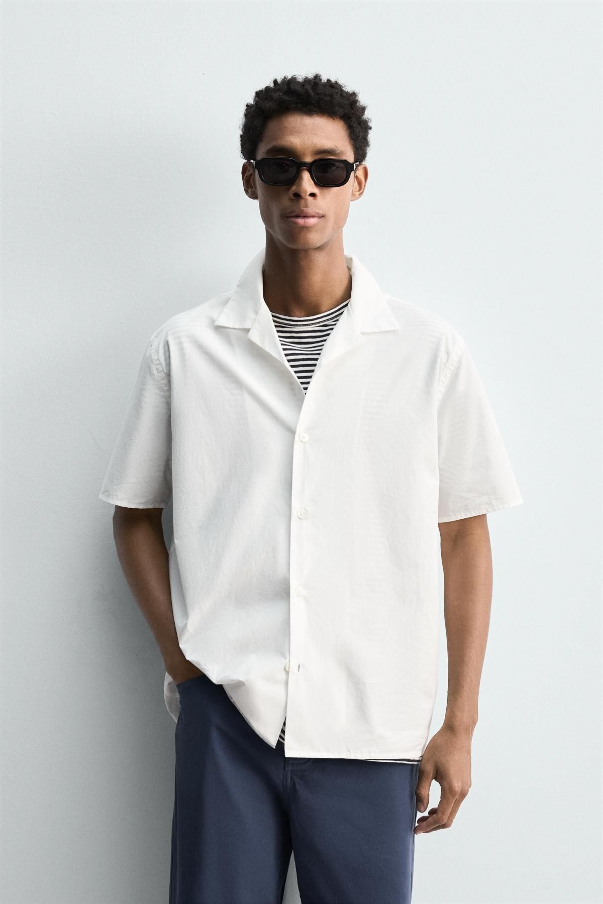자라 오버사이즈 릴랙스핏 코튼 포플린 화이트 반팔 셔츠 5679/742 OYSTER-WHITE - 상세 이미지 3