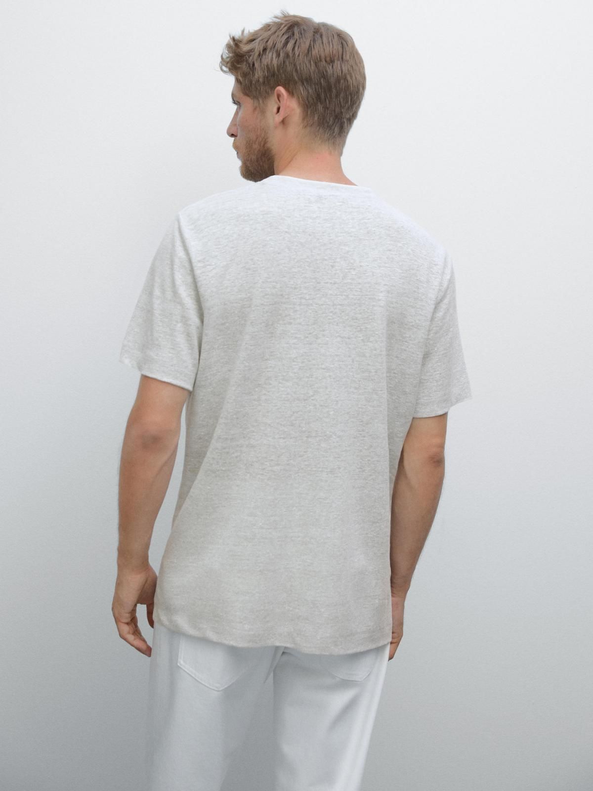 마시모두띠 리넨블렌드 배색 니트 반팔 티셔츠 0501/157 GREY MARL - 상세 이미지 4