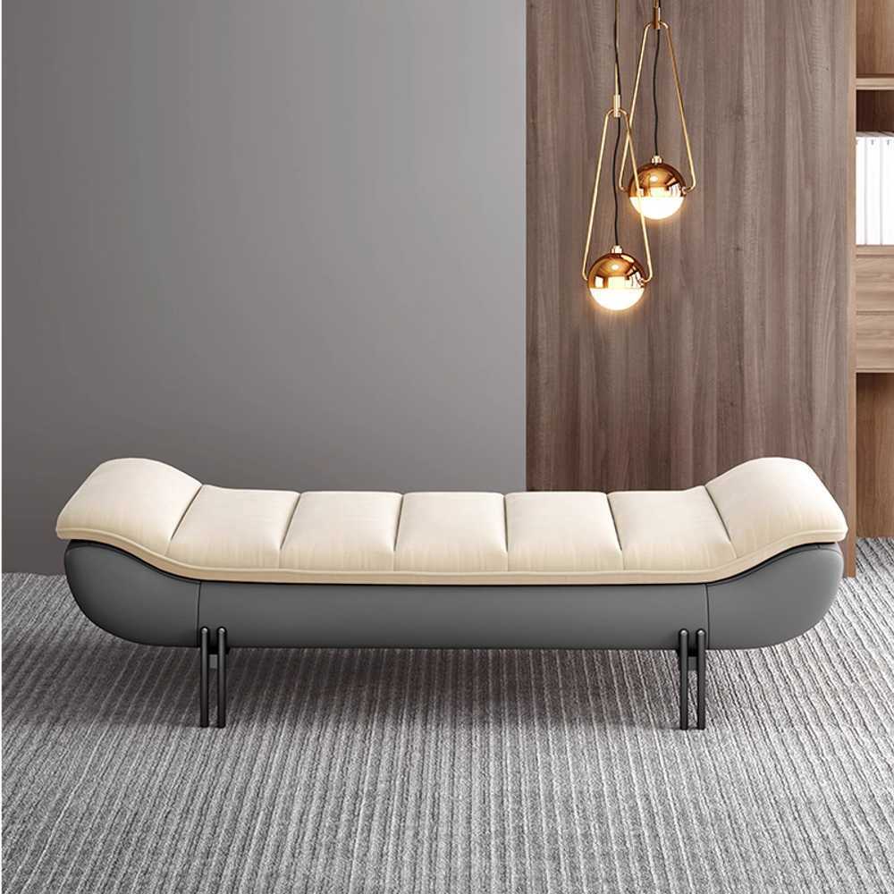 인테리어 베드벤치 침실용 벤치형 쇼파 소파 스툴 오렌지 + 베이지 120x50x42cm - 상세 이미지 3