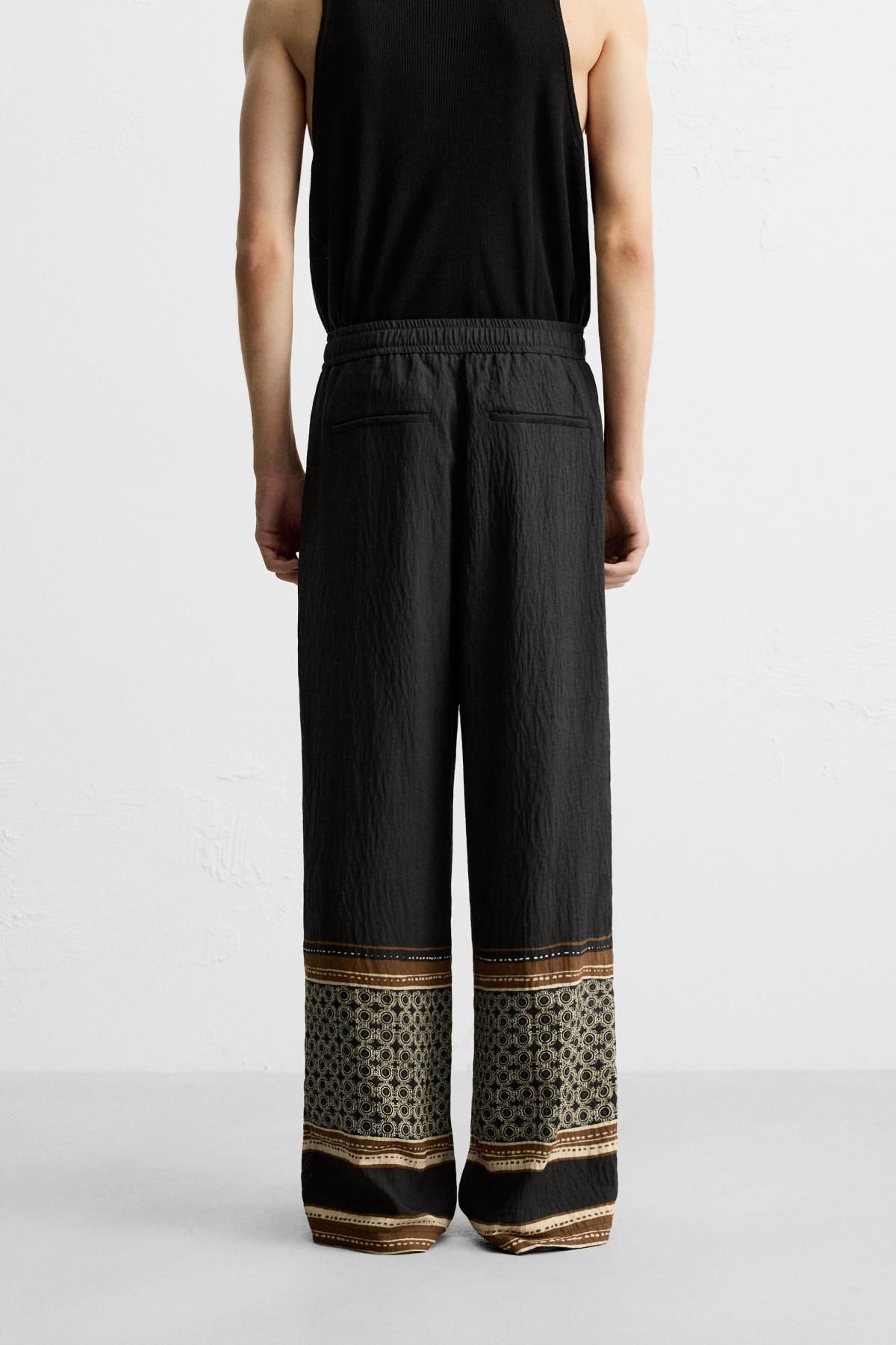 자라 릴랙스핏 컬러블록 와이드 팬츠 2675/335 BLACK - 상세 이미지 3