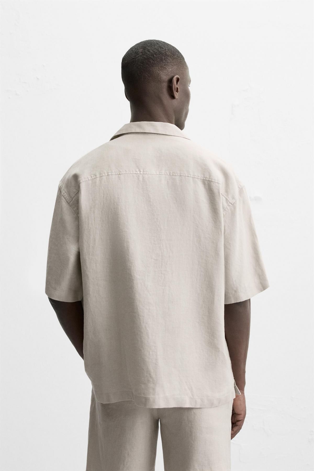 자라 100 리넨 셔츠 1618/306 BEIGE - 상세 이미지 4