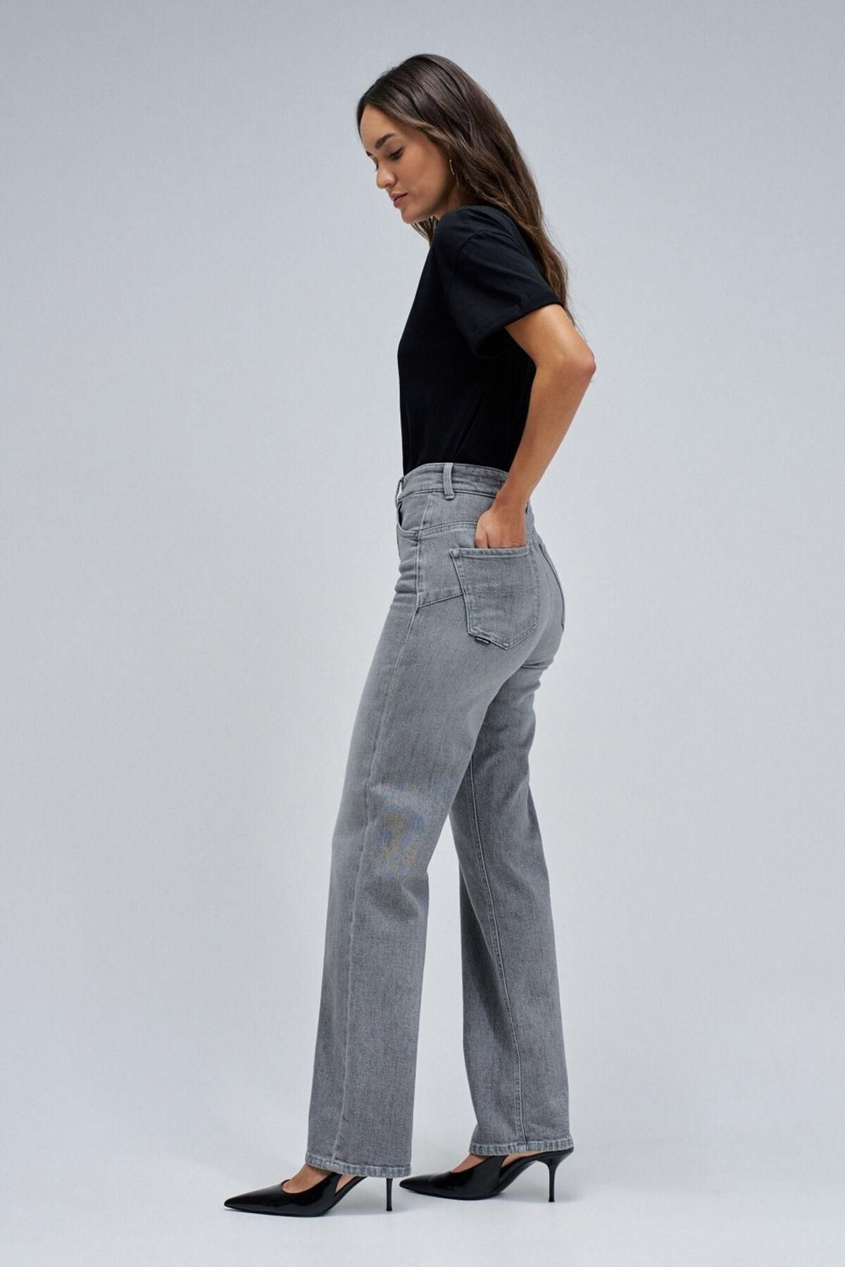 살사진스 스트레이트핏 푸쉬인 데님 팬츠 그레이 5942220 GRIS - 상세 이미지 4