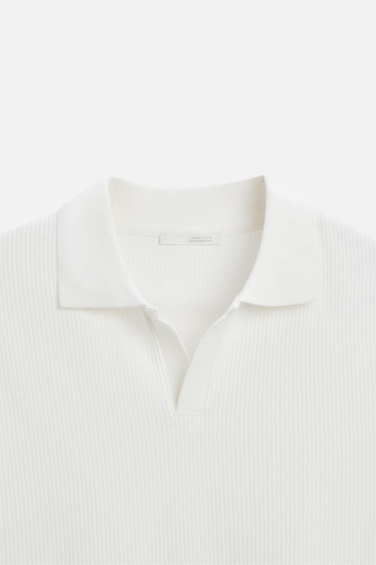 자라 세로 텍스처 폴로 셔츠 0526/460 OYSTER-WHITE 이미지 8