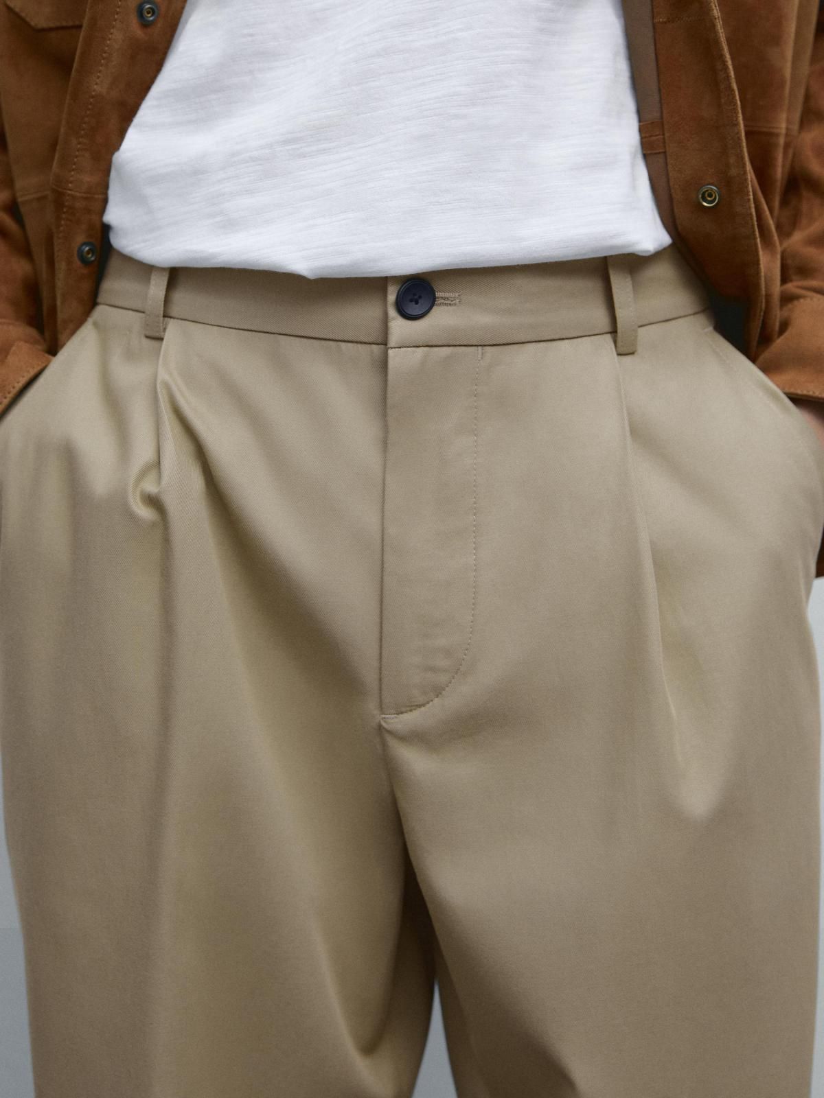 마시모두띠 와이드핏 다트 디테일 슬랙스 팬츠 0013/004 SAND - 상세 이미지 3