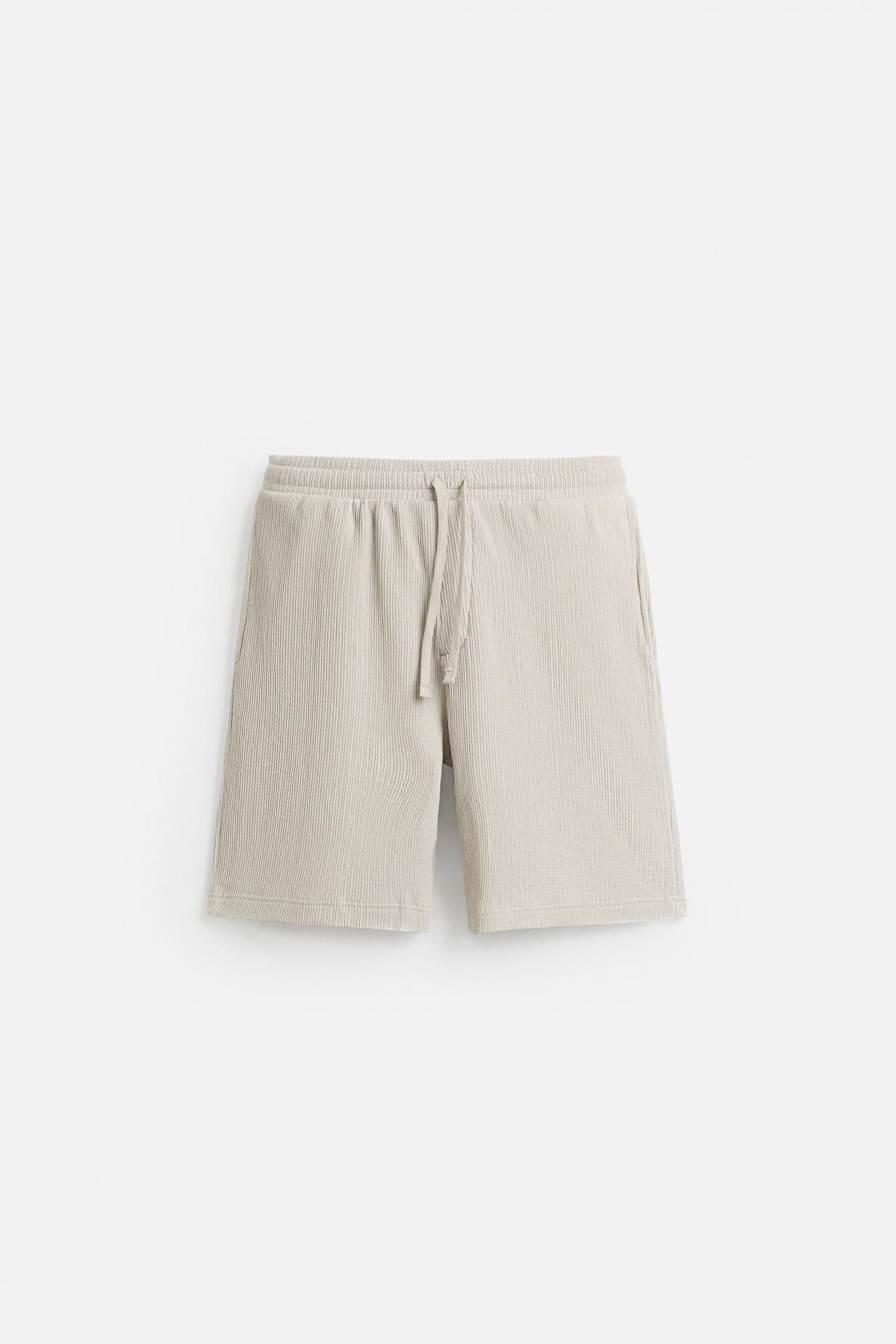 자라 불규칙 텍스처 미니멀 베이지 버뮤다 반바지 4087/331 LIGHT GREY - 메인 이미지